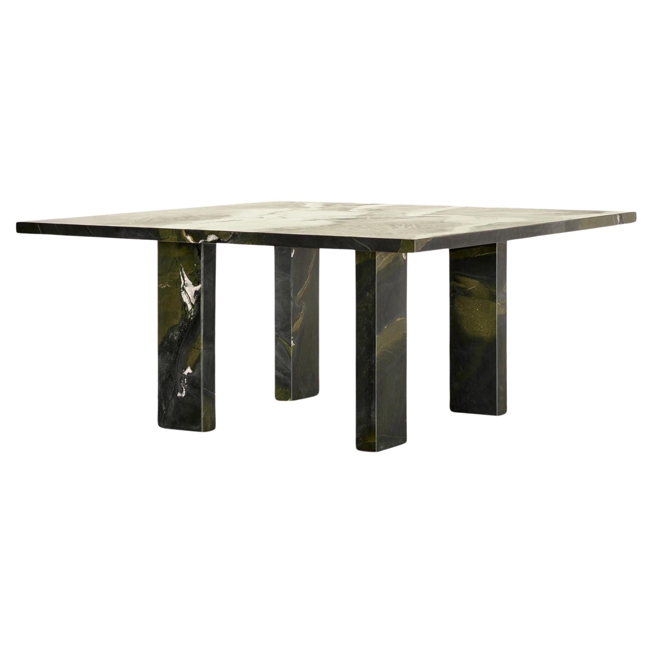 Tacchini Matt Avocado Green Marble Clockwise Table by Michael Anastassiades