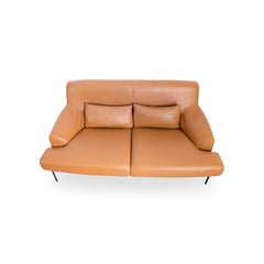 Tacchini Montevideo Sofa Zweisitzer Design Couch Leder braun