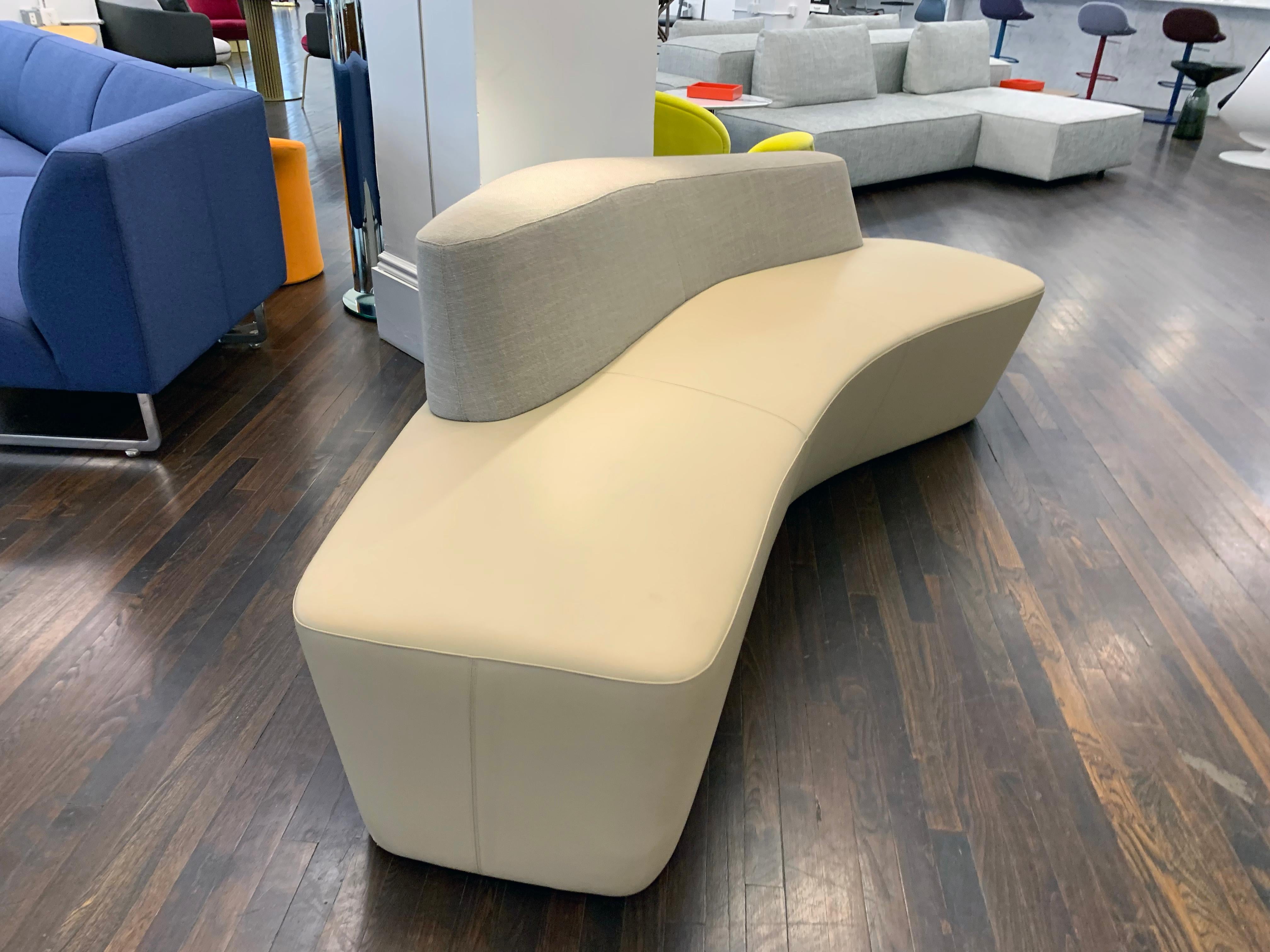 Tacchini Polar Sofa in Leather and Fabric In Excellent Condition In New York, NY