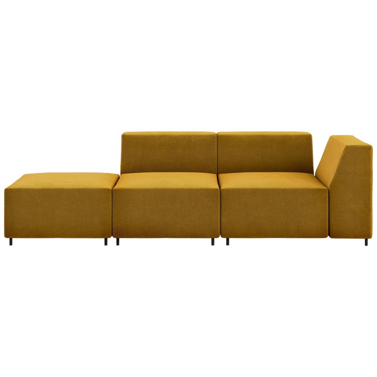 Tacchini Quadro Three-Seater Modular Sofa in Yellow Fabric by Pietro Arosio For Sale
