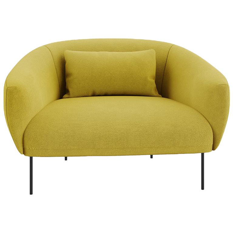 Tacchini Roma Armchair in Yellow Bryony Fabric with Metal Base by Jonas Wagell
