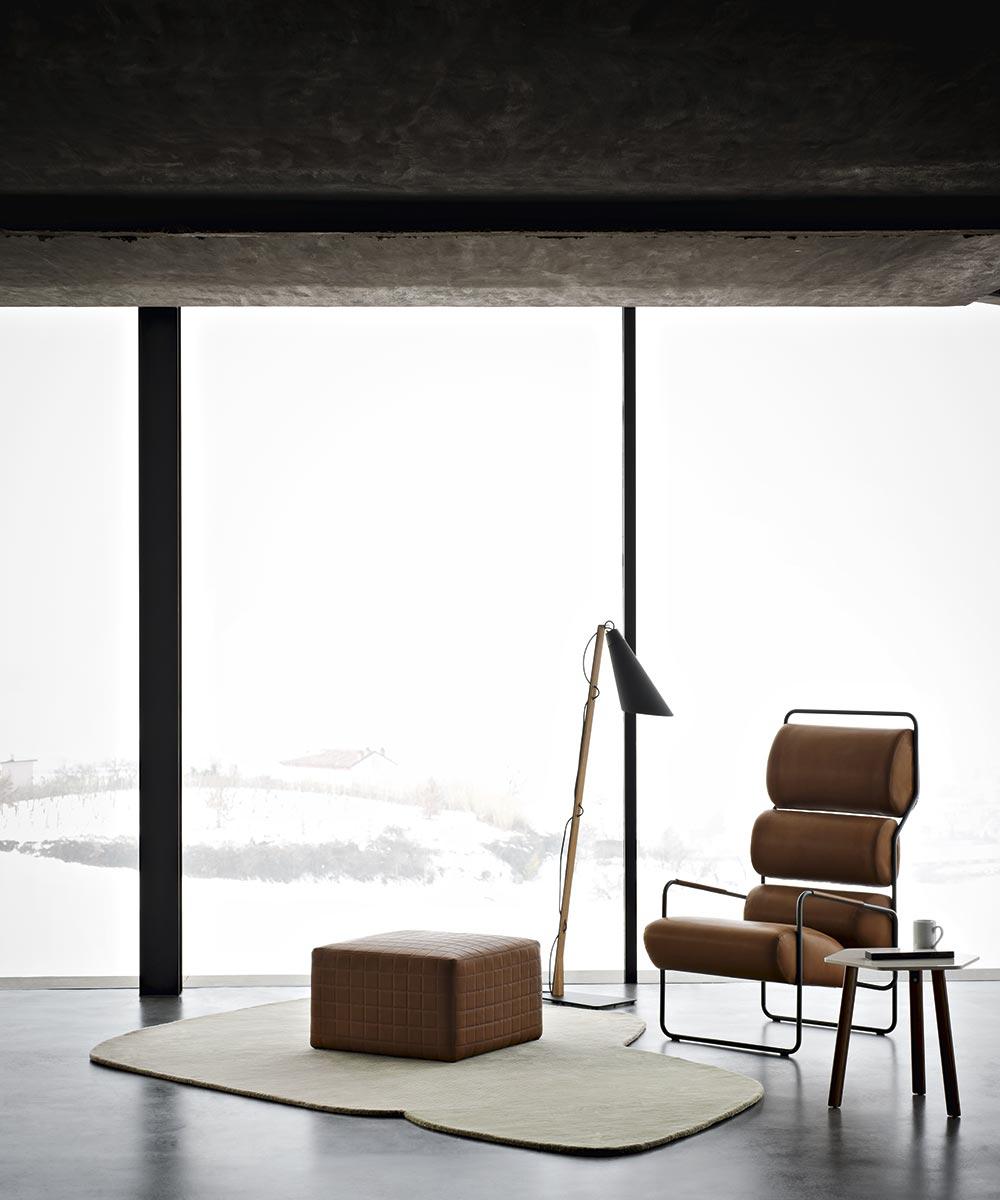 Price listed for COM
The Sancarlo armchair is a treatise on statics, ergonomics, function and geometry. Achille Castiglioni has taken up again the idea of the Sanluca, designed a few decades earlier with his brother Pier Giacomo. The result is the