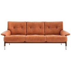 Tacchini Sella Three-Seater Sofa in Canaletto Walnut Base by Carlo De Carli