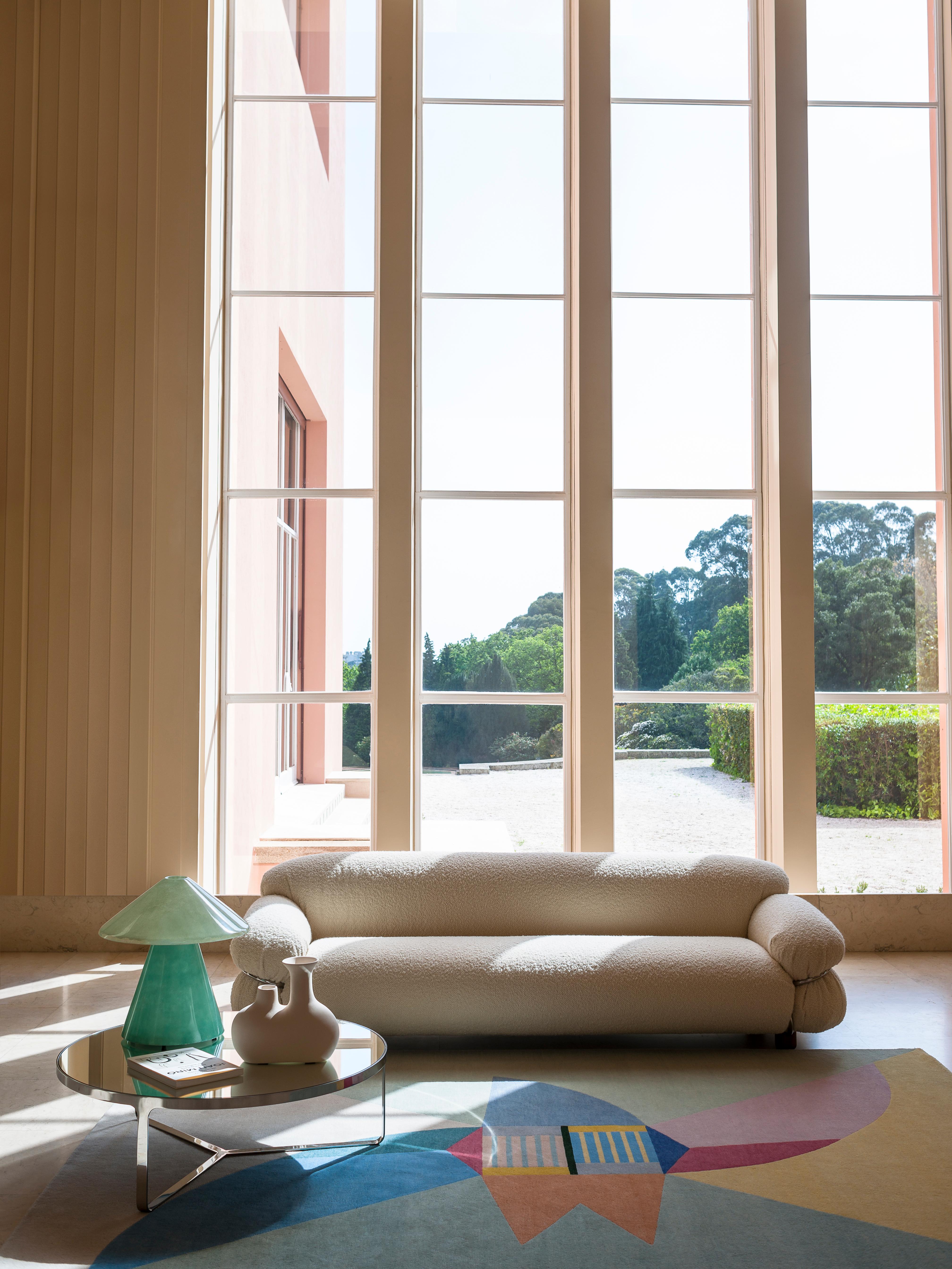 Tacchini Sesann Three-Seater Sofa in Orange Fabric by Gianfranco Frattini 1