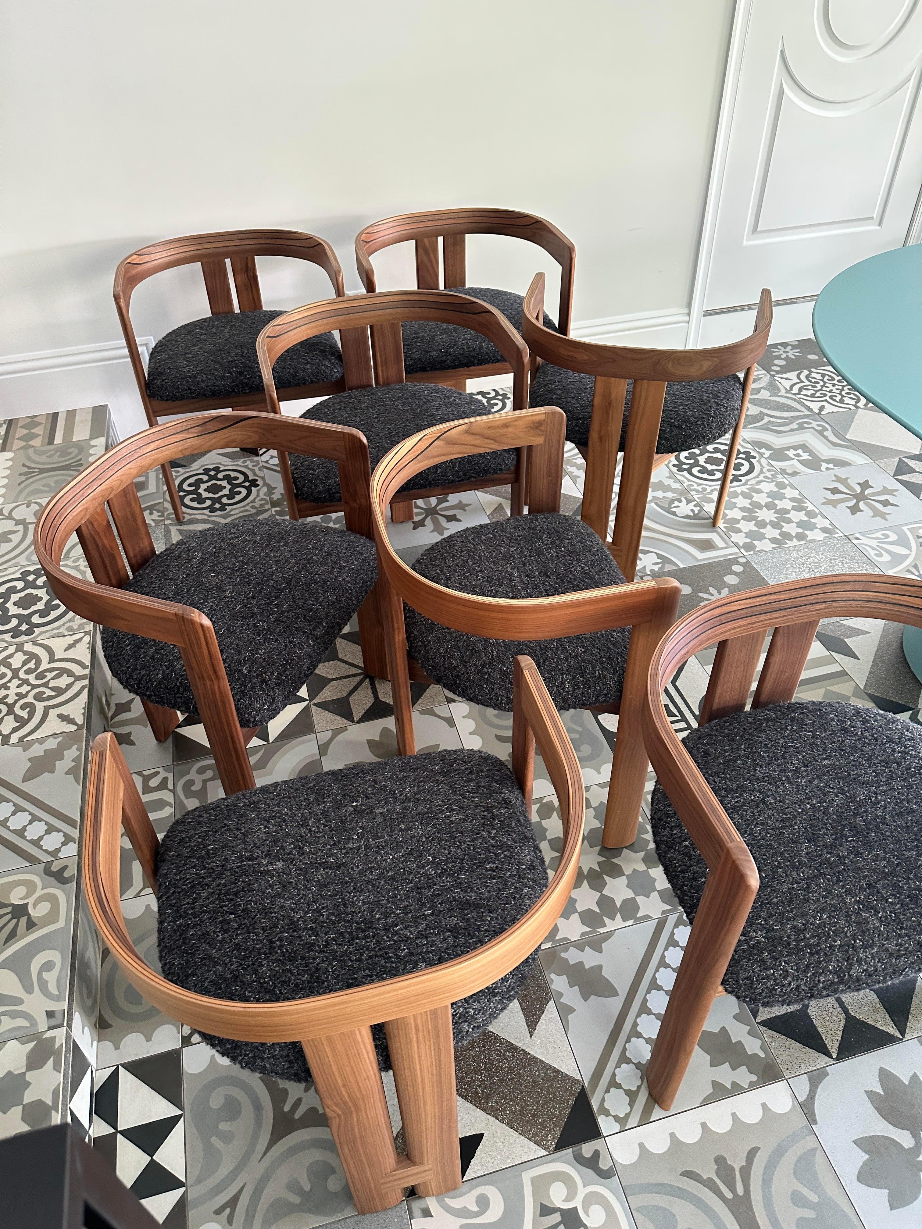 Tacchini Set of Eight Limited edition of 200 Pigreco Chairs in STOCK For Sale 8