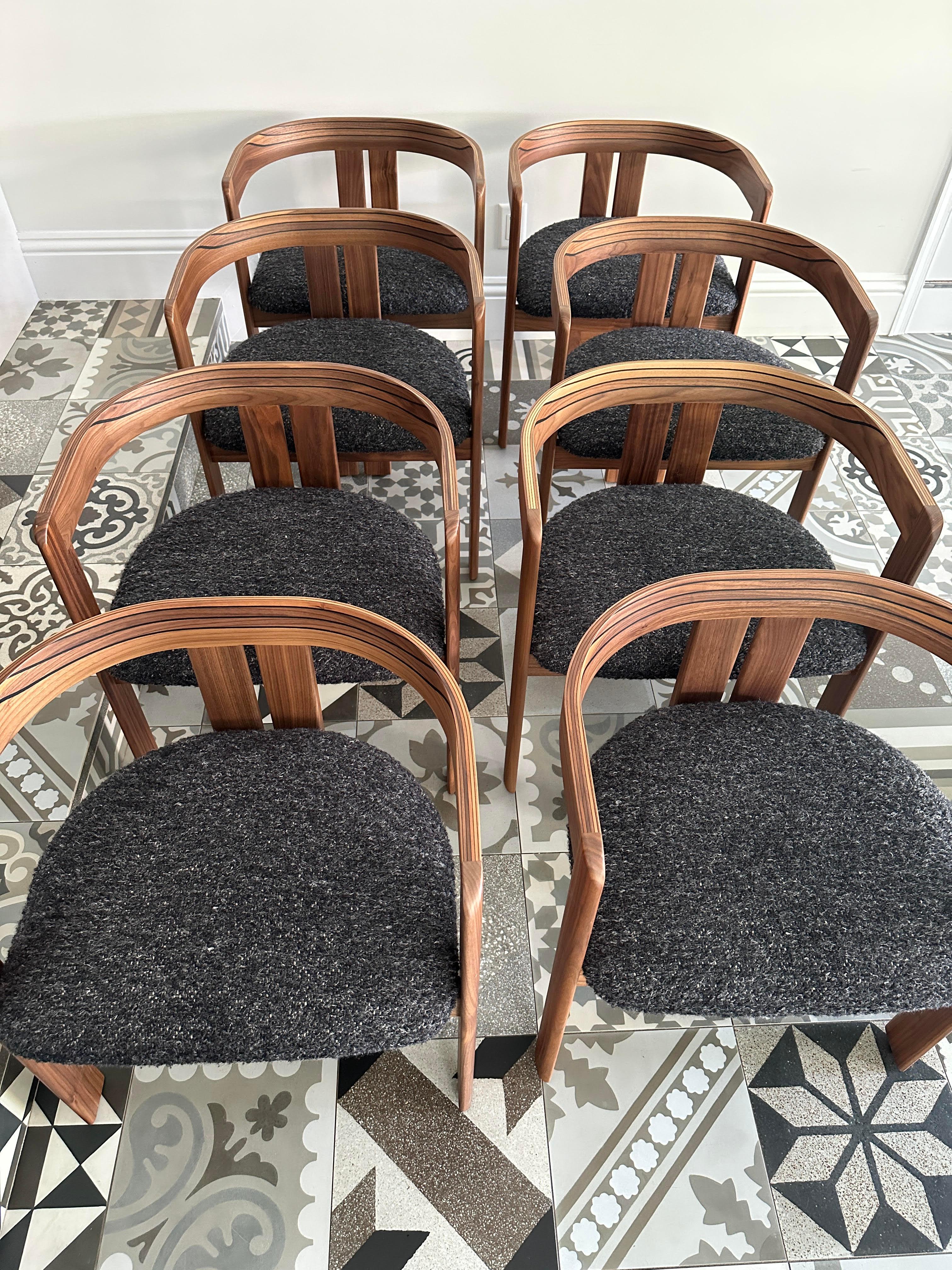 Tacchini Set of Eight Limited edition of 200 Pigreco Chairs in STOCK In Excellent Condition For Sale In New York, NY