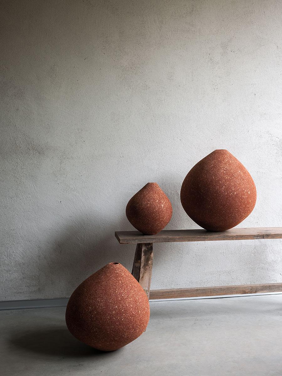 Wood Tacchini Set of Three Brown Mantiqueira Vases Designed by Domingos Tótora For Sale