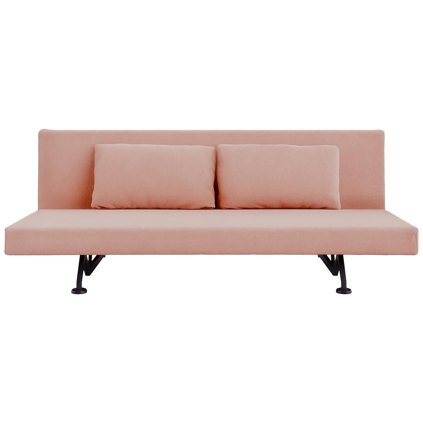 Tacchini Sliding Sofa Bed in Pink Fabric and Cast Aluminium by Pietro Arosio