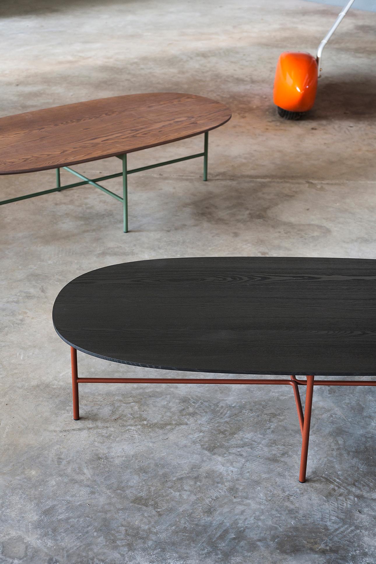 Italian Tacchini Soap Table 130cm in Wood Top with Rust Metal Base by Gordon Guillaumier