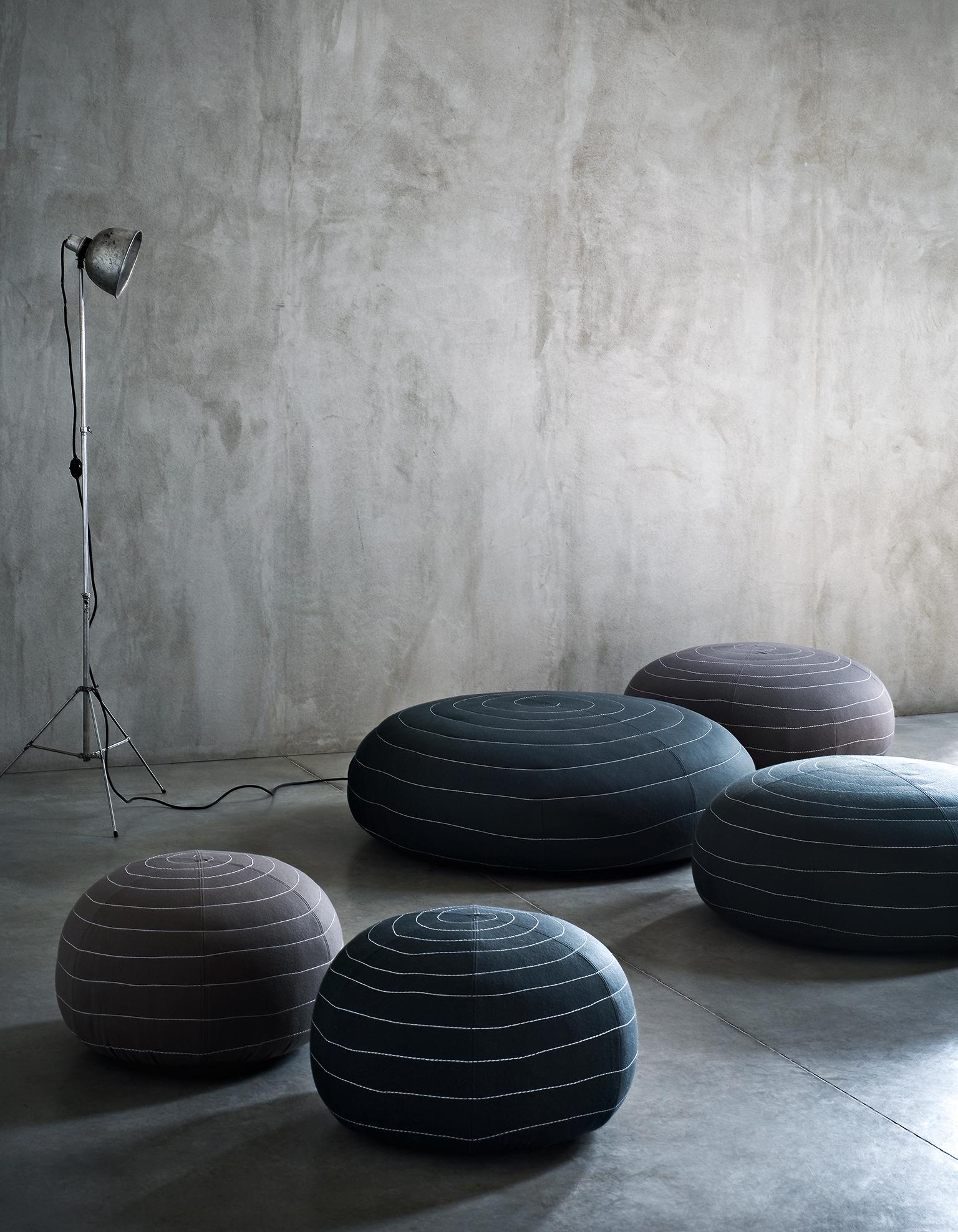 Modern Tacchini Spin Ottoman in Blue Delphinum Fabric by Claesson Koivisto Rune