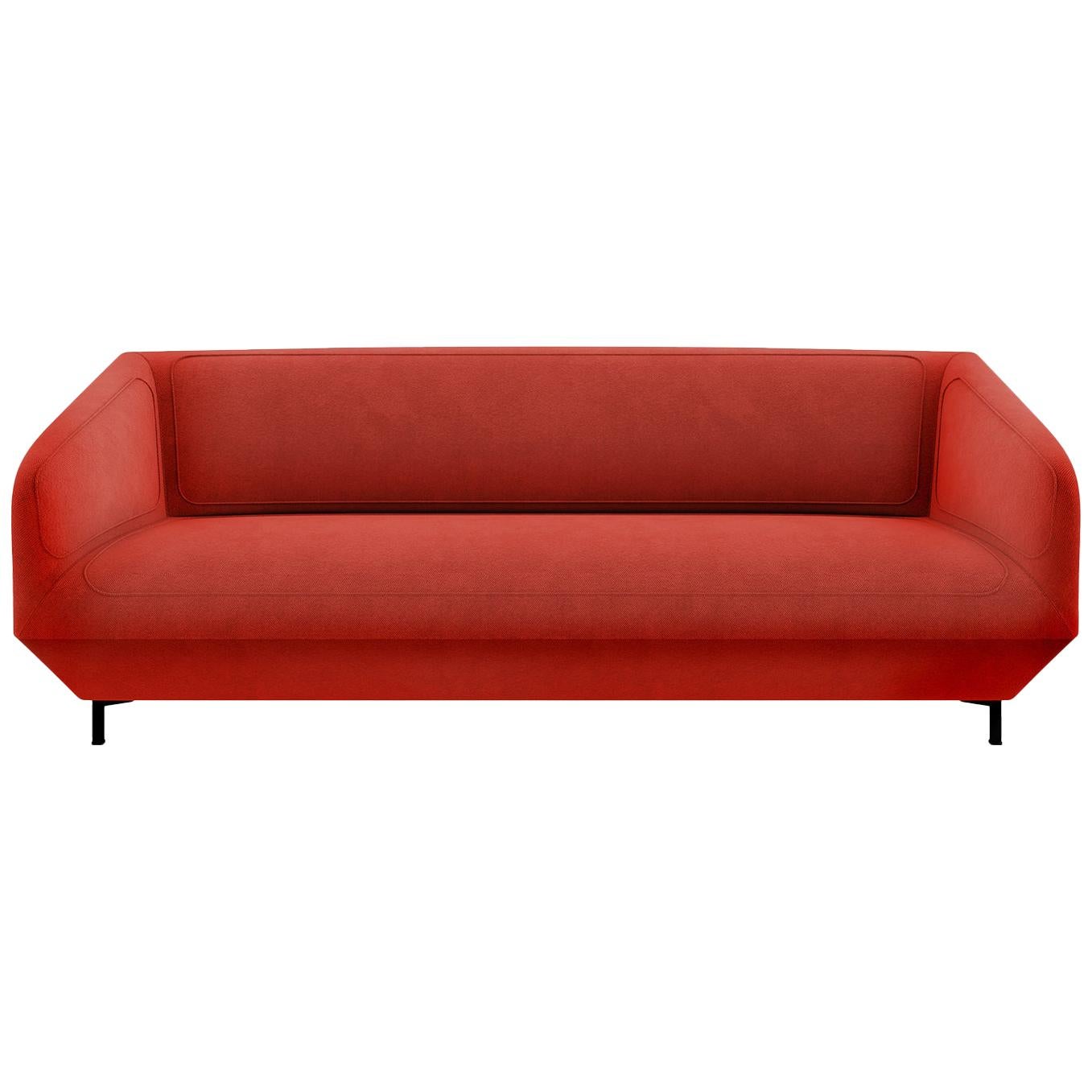 Tacchini Three-Seater Dressed Sofa in Red Ciclamino Fabric by Luca Nichetto