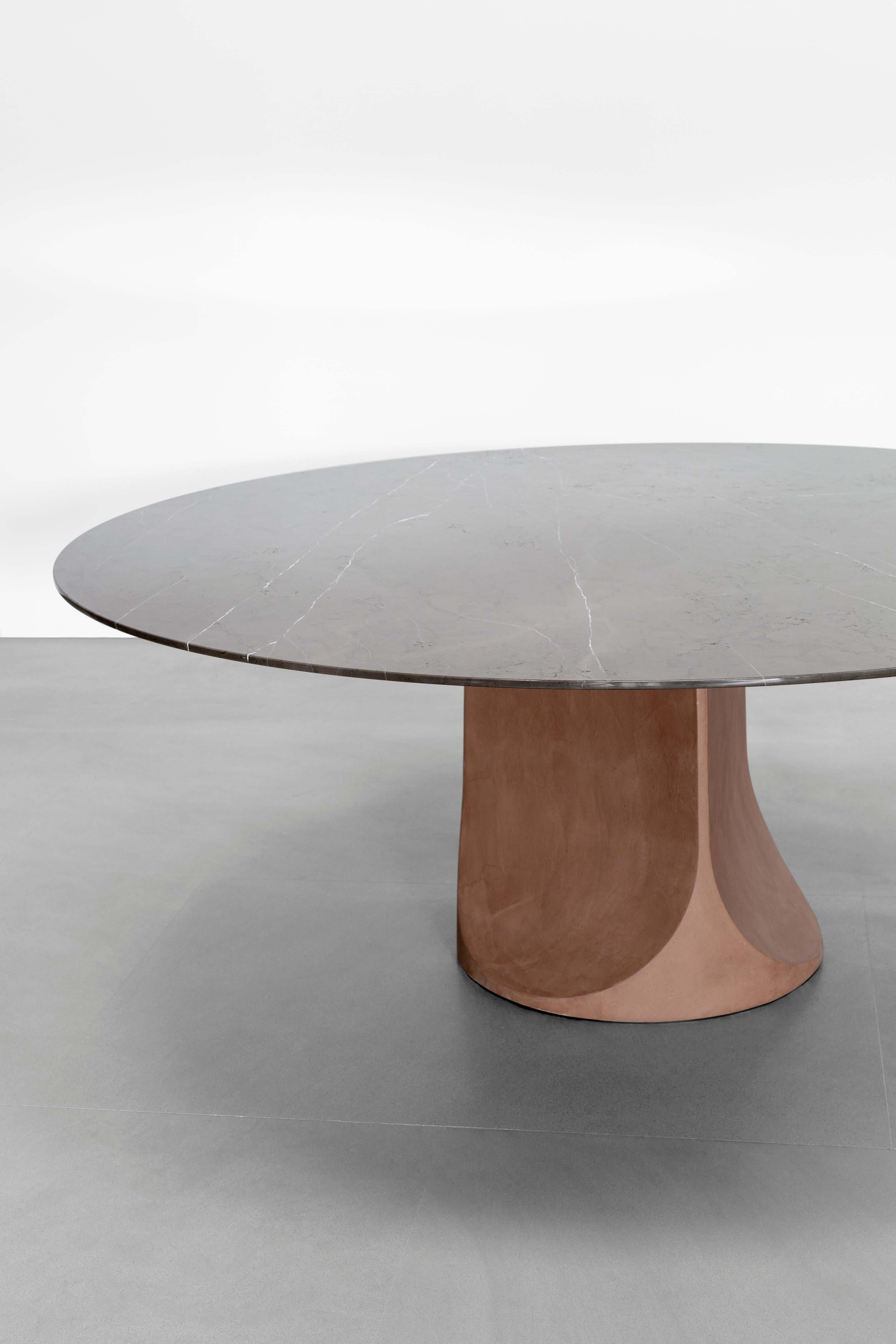Modern Tacchini Togrul 120 Burgundy Base Table with Grey Stone by Gordon Guillaumier