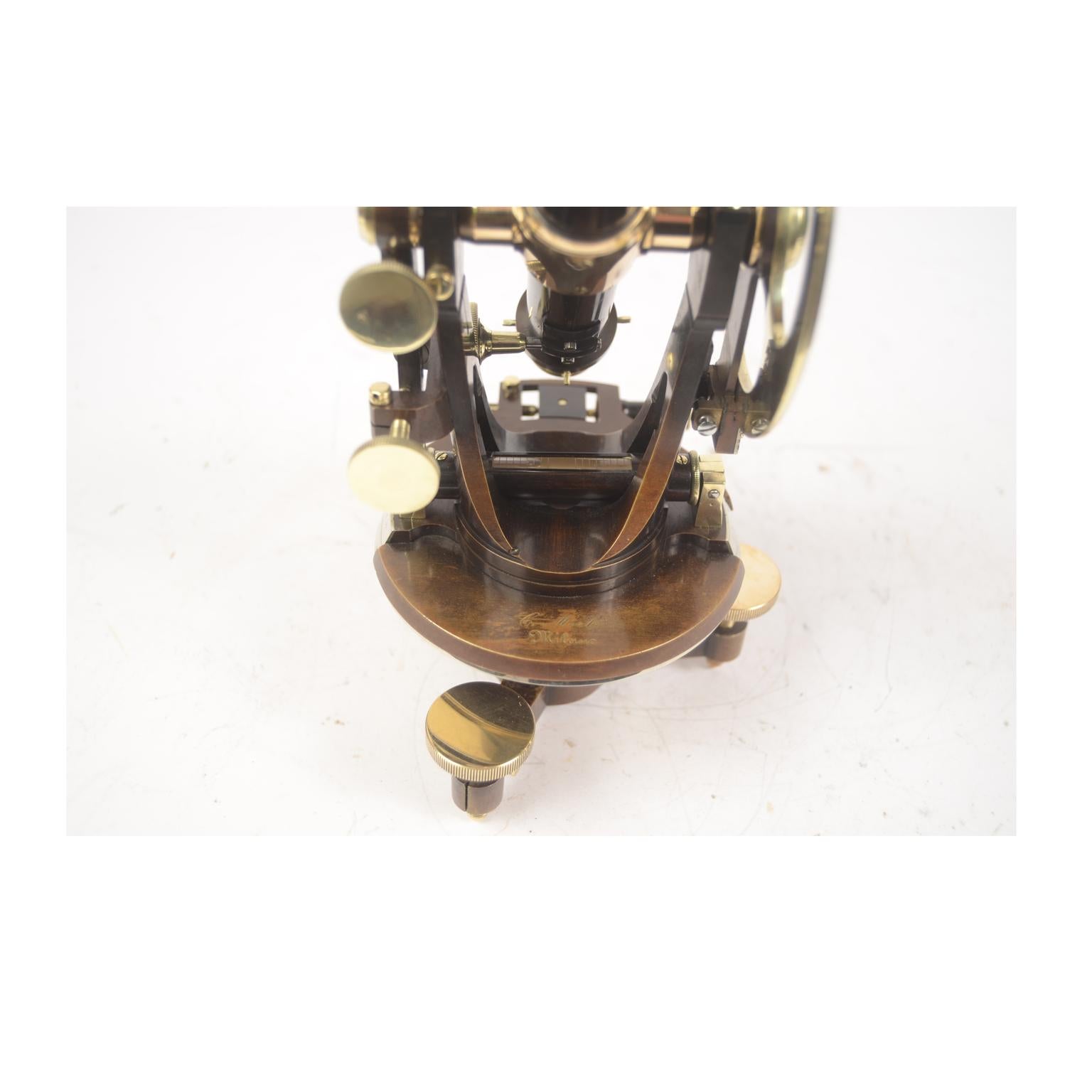 1860 Antique Surveyor's Brass Burnished Transit Tacheometer by C. Merli Milano 10