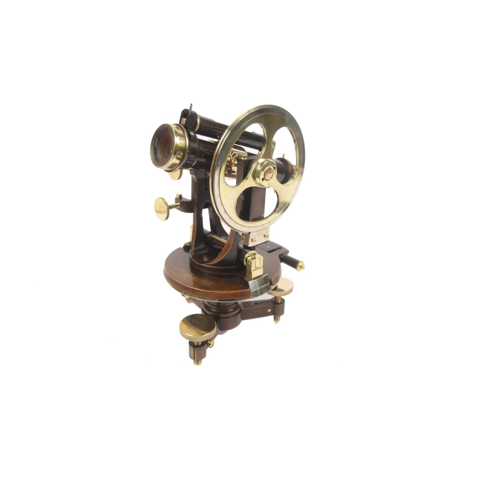 1860 Antique Surveyor's Brass Burnished Transit Tacheometer by C. Merli Milano 2
