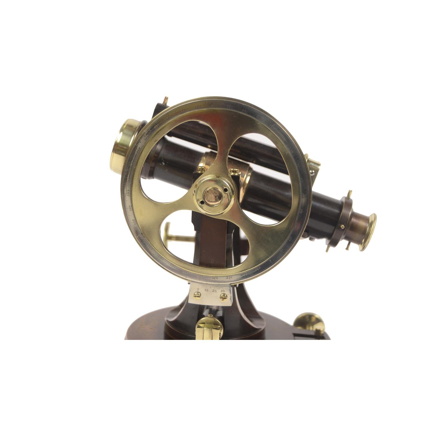 1860 Antique Surveyor's Brass Burnished Transit Tacheometer by C. Merli Milano 5
