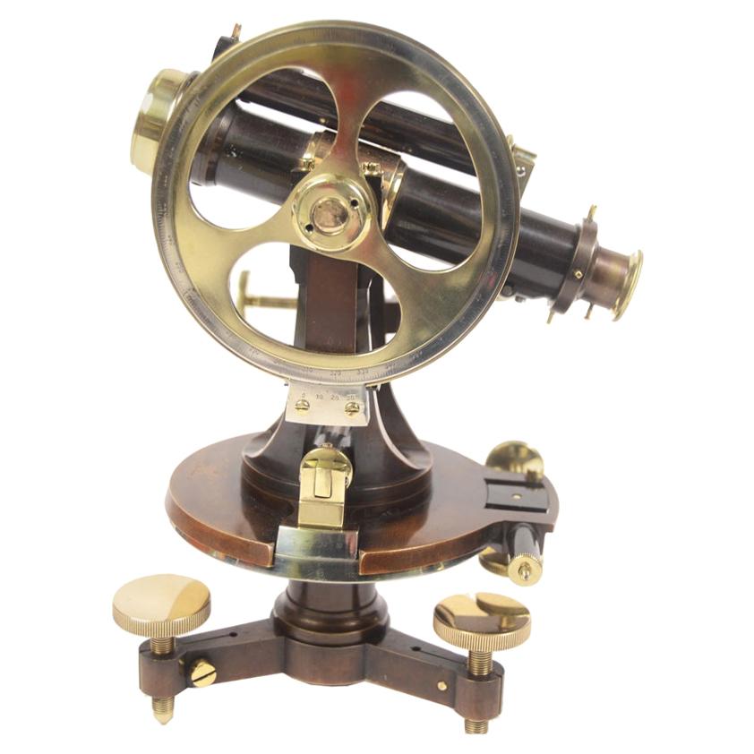 1860 Antique Surveyor's Brass Burnished Transit Tacheometer by C. Merli Milano