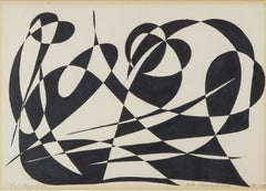 Tachist Composition by Istvan Karoly Szasz, 1975, Ink on Paper Original Piece