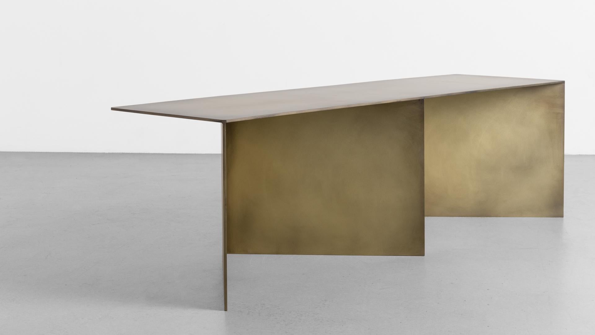 Contemporary Tack Bench in Brass, Bright Brass For Sale