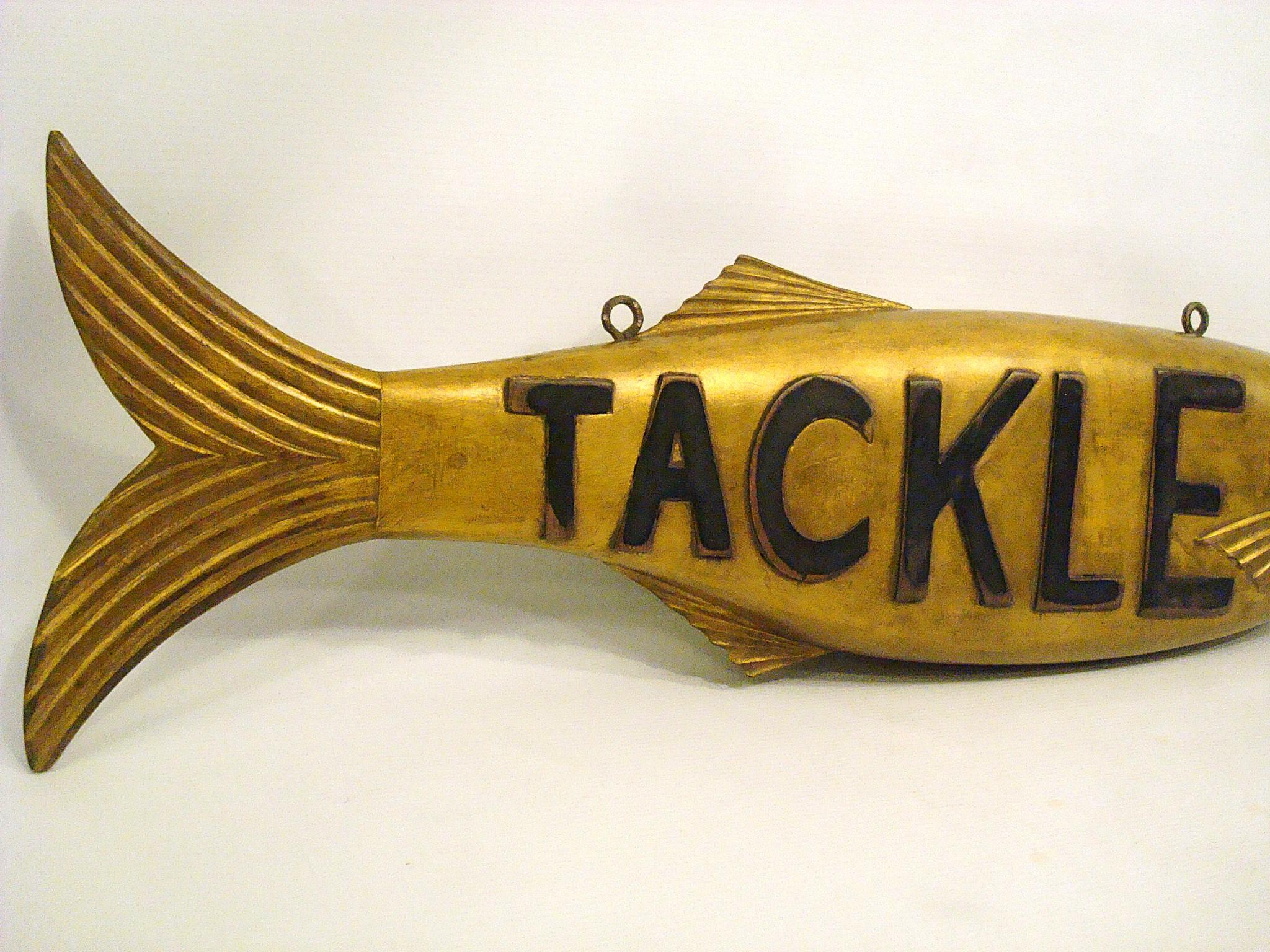 Insegna folkloristica in legno di Tackle Fish Store Teade. Caccia Pesca Cabine.  USA 1930 in vendita 8