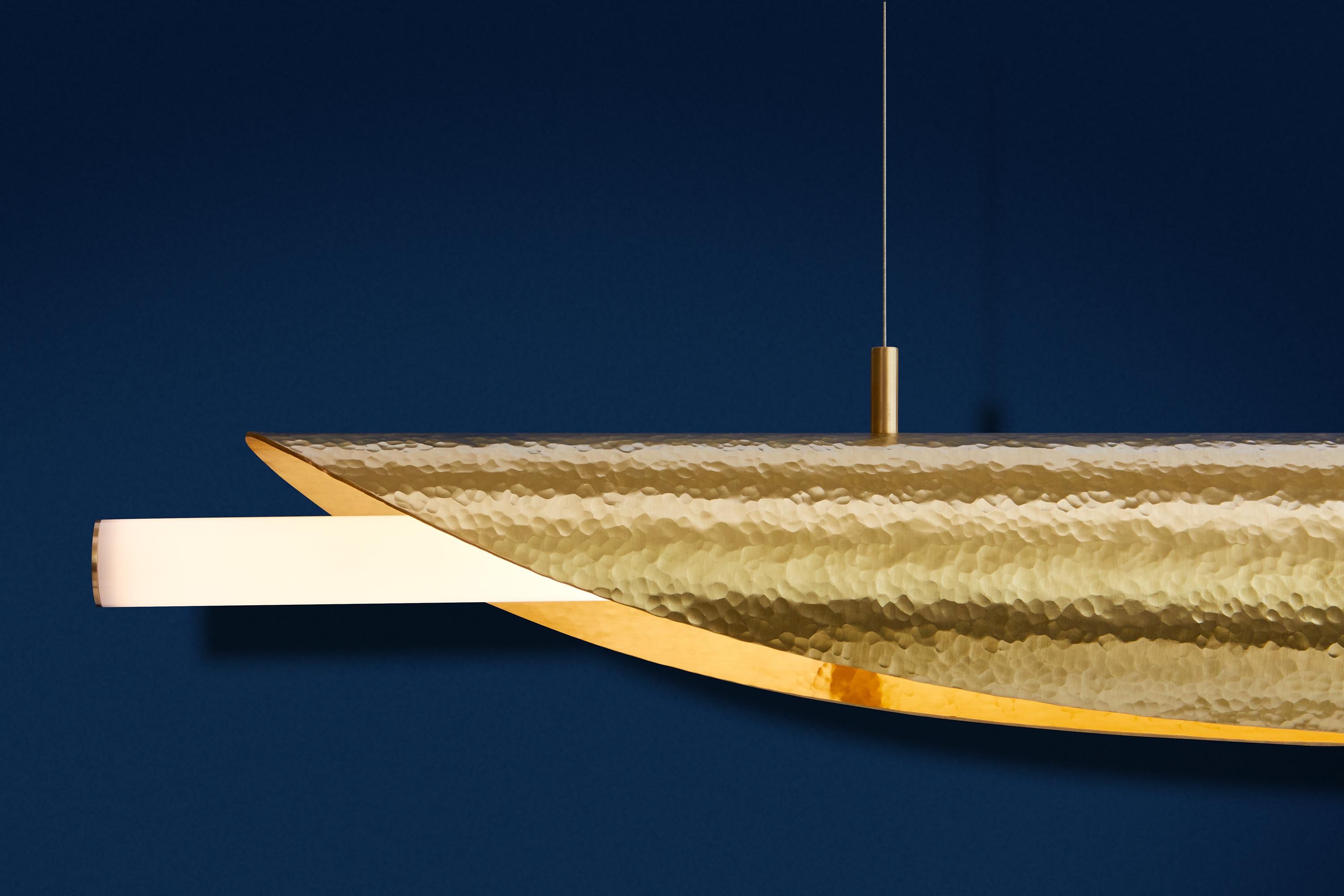 Taco De Luz Grande Hammered Brass Pendant Light by Aristotelis Barakos In New Condition For Sale In Athens, GR