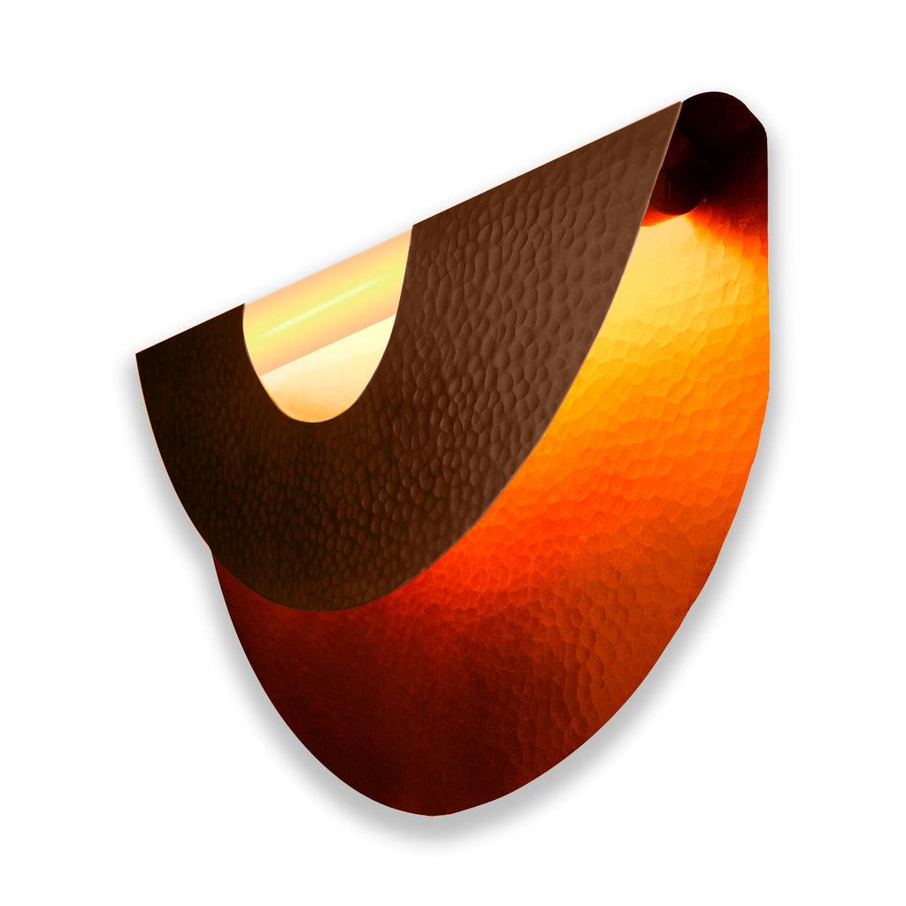 Mexican Taco Wall Sconce in Lush Chocolate Copper: Model Crescent For Sale