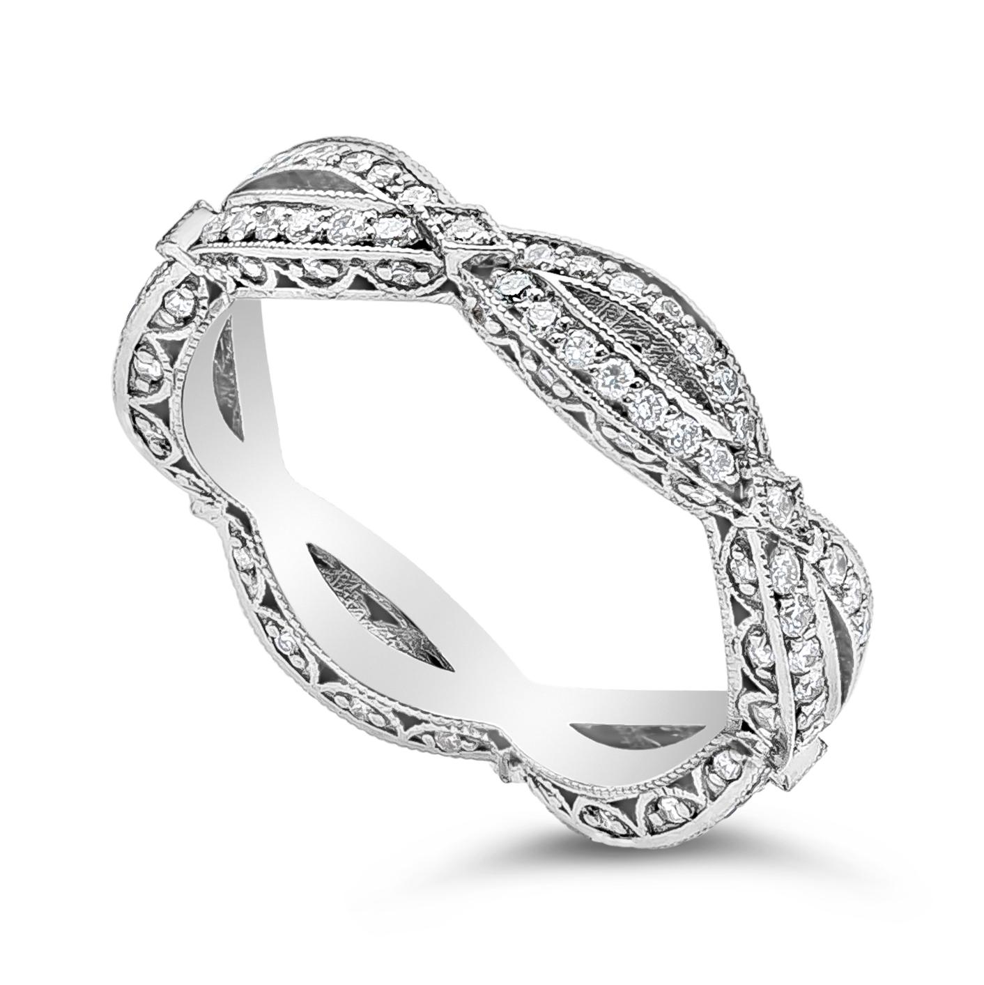 Tacori Eternity-Ehering mit 0,60 Karat rundem Diamant Crossover (Zeitgenössisch) im Angebot
