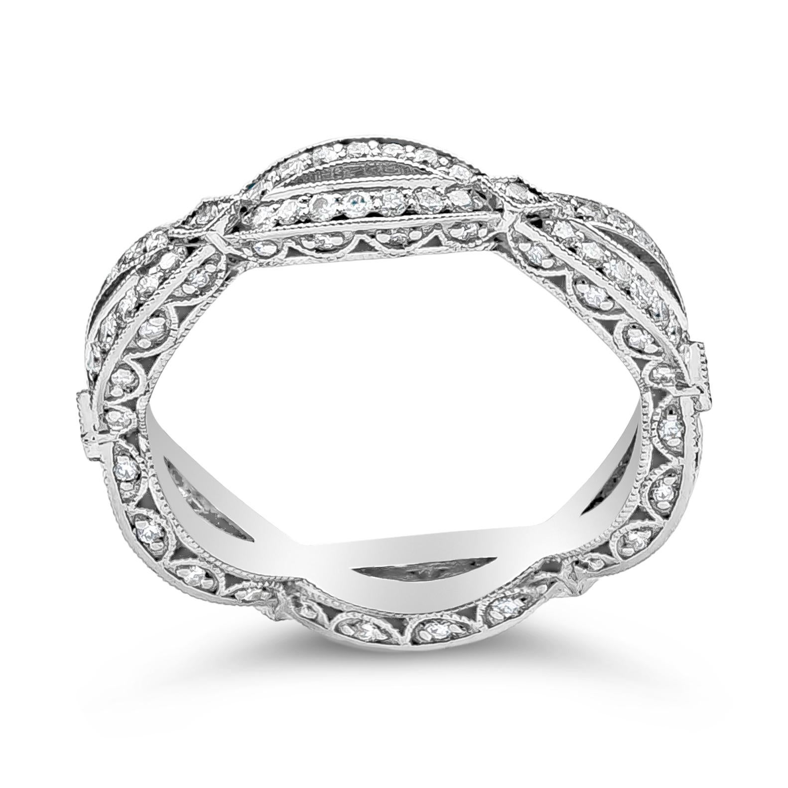 Tacori Eternity-Ehering mit 0,60 Karat rundem Diamant Crossover (Rundschliff) im Angebot