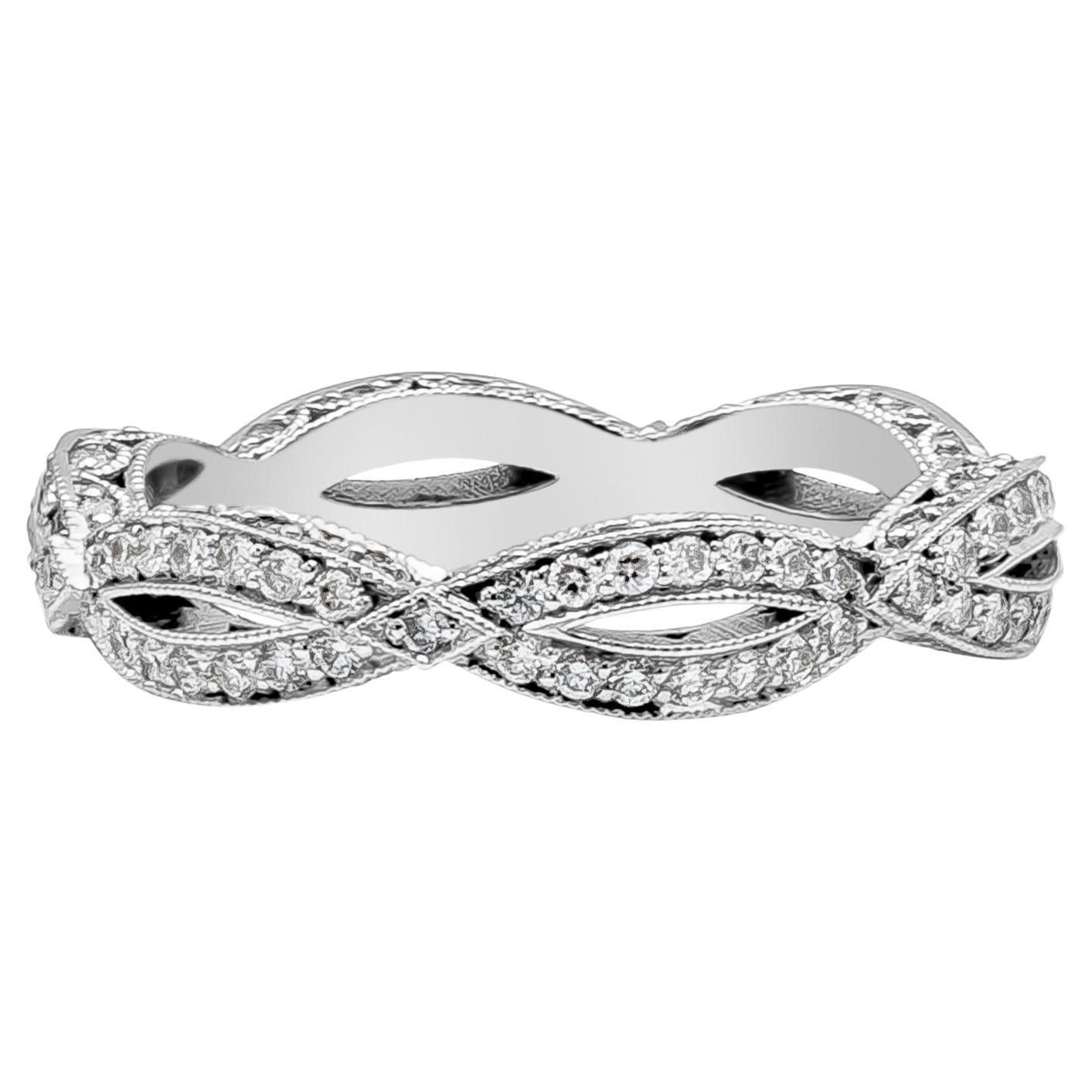 Tacori Eternity-Ehering mit 0,60 Karat rundem Diamant Crossover