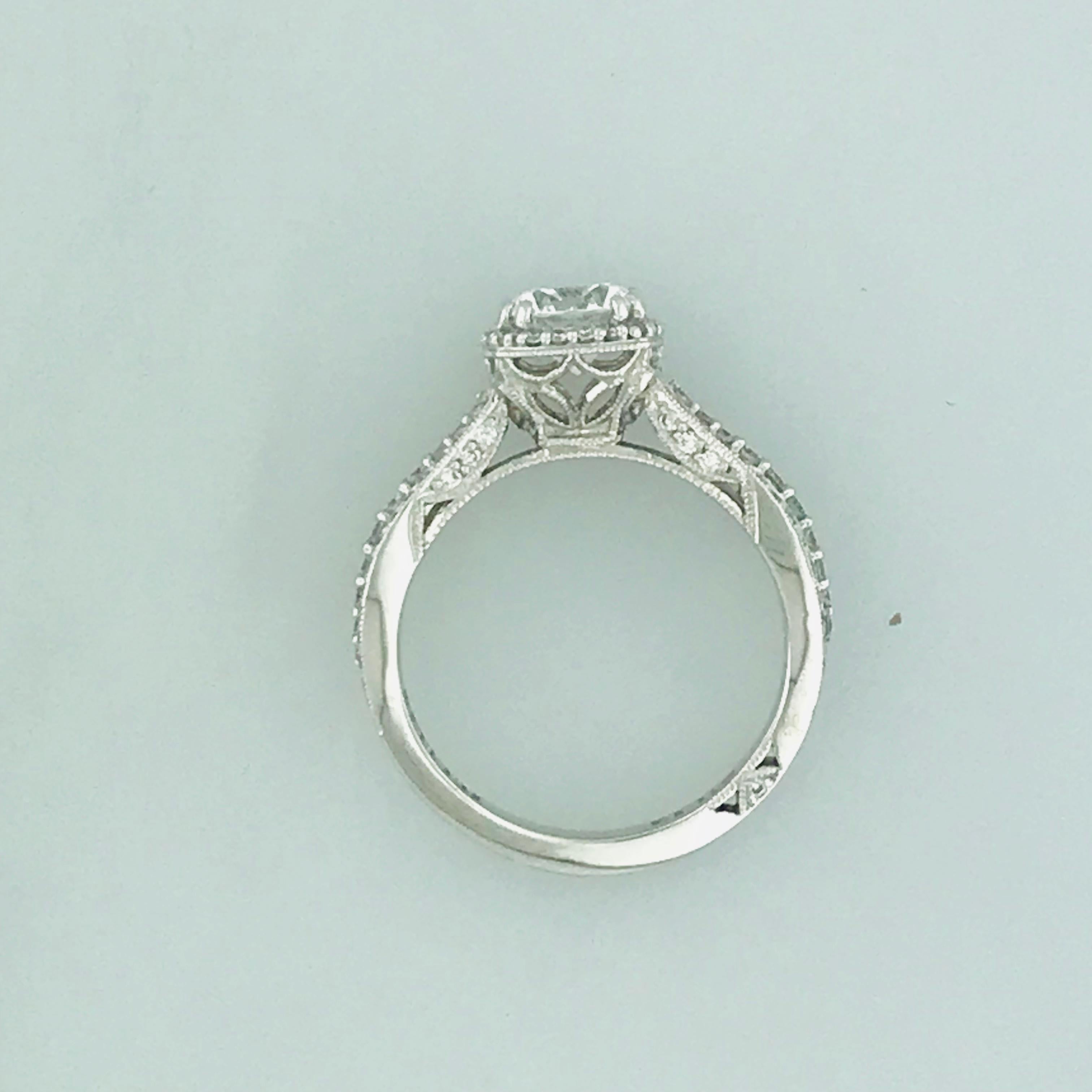 Tacori 1 Carat GIA Certified Round Diamond 18 Karat Gold Halo Engagement Ring In New Condition For Sale In Austin, TX
