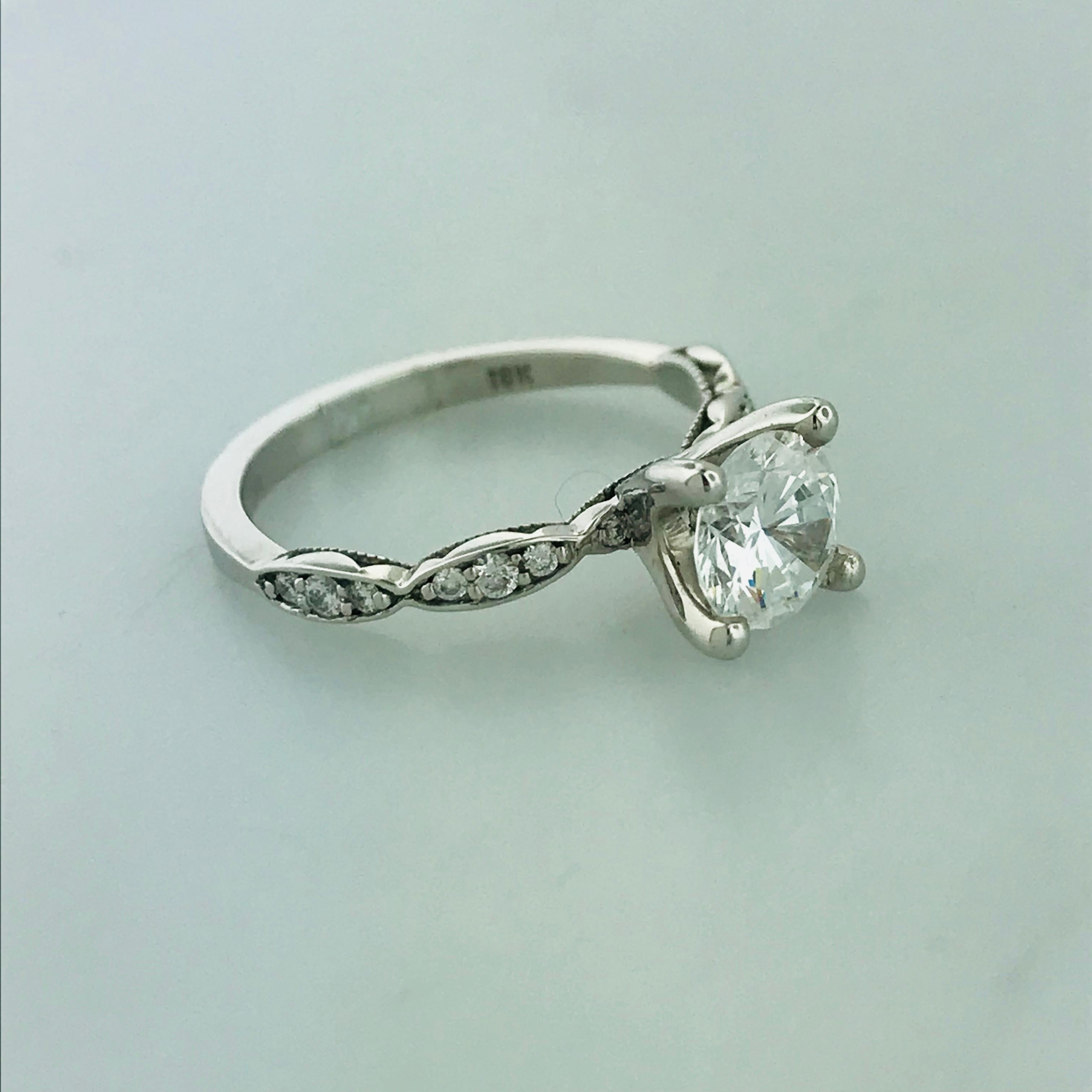 Tacori 1.00 Carat GIA Round Diamond in 18 Karat White Gold Engagement Ring 1