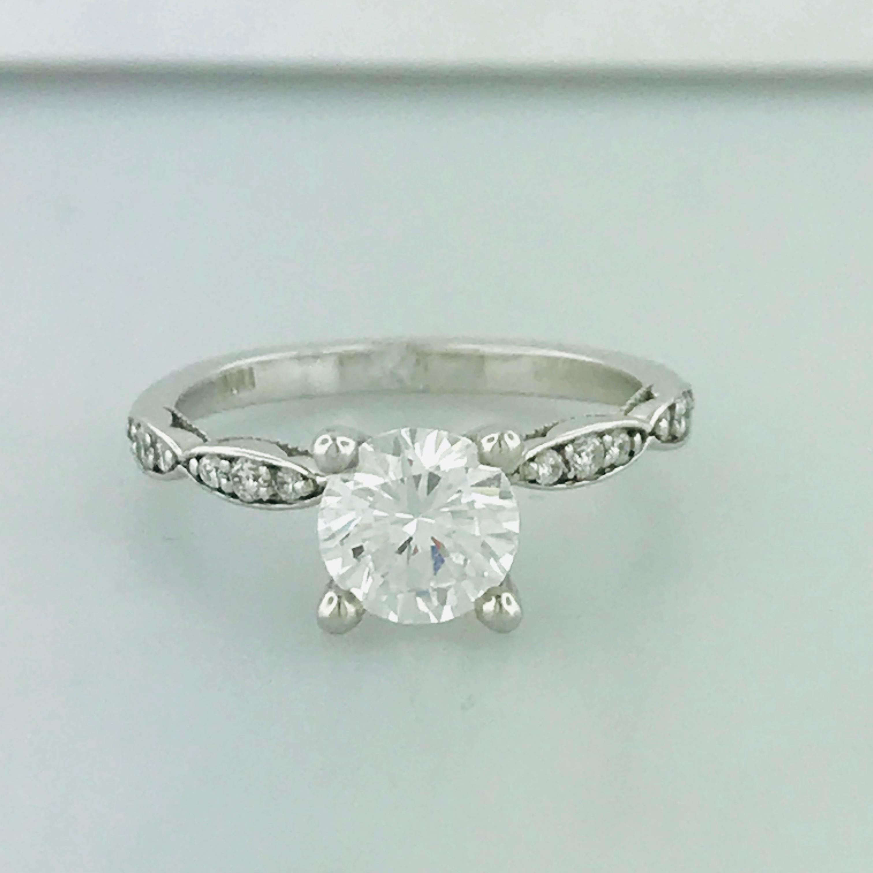 Tacori 1.00 Carat GIA Round Diamond in 18 Karat White Gold Engagement Ring 2