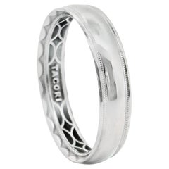 Tacori 106-5W 5mm Breite Herren Hochzeit Band 18K Weißgold Hochglanz & Perlen