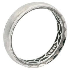 Tacori 106-6WB Herren-Hochzeitsring 18K Weißgold, gebürstet und hochglanzpoliert, 6mm