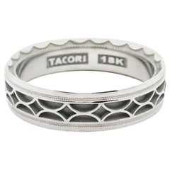 Fascia nuziale da uomo Tacori 113-6W, oro bianco 18 carati, spazzolata e lucidata, 6 mm