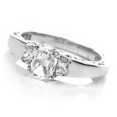 Tacori 1.13 Carat GIA Cushion Diamond Platinum Three-Stone Engagement Ring