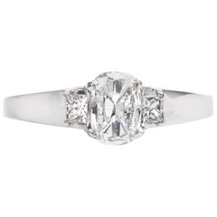 Tacori 1.13 Carat GIA Cushion Diamond Platinum Three-Stone Engagement Ring