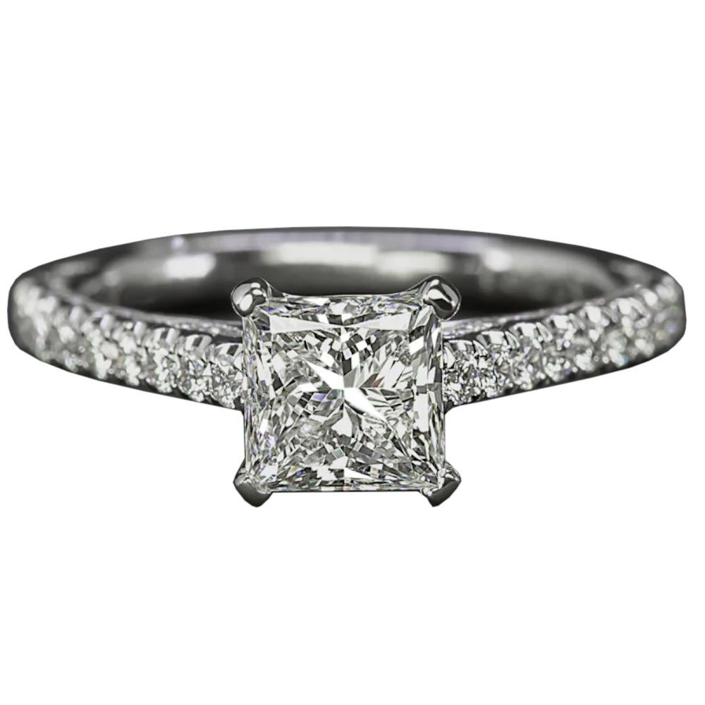 Contemporary Tacori 1.22 Carat F-G VS1 Princess Cut Diamond Engagement Ring in Platinum For Sale