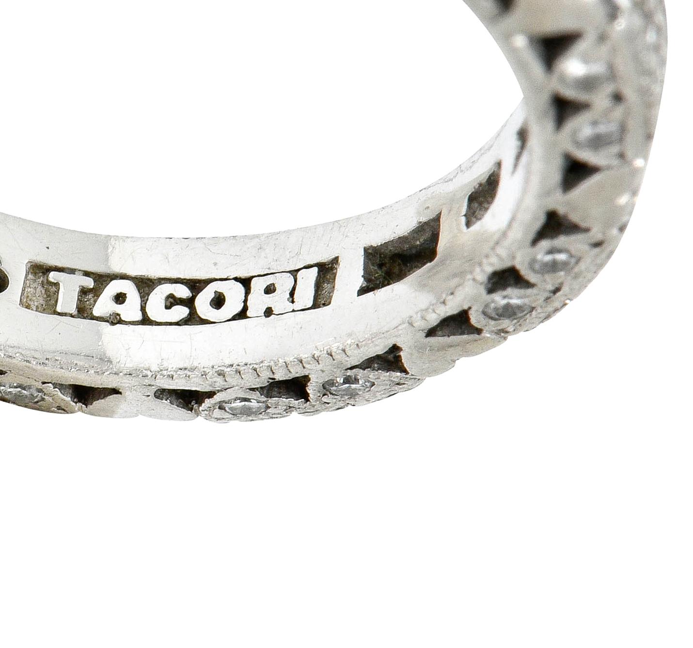 Tacori 1.45 Carat Diamond Platinum Pave Heart Eternity Stacking Band In Excellent Condition In Philadelphia, PA