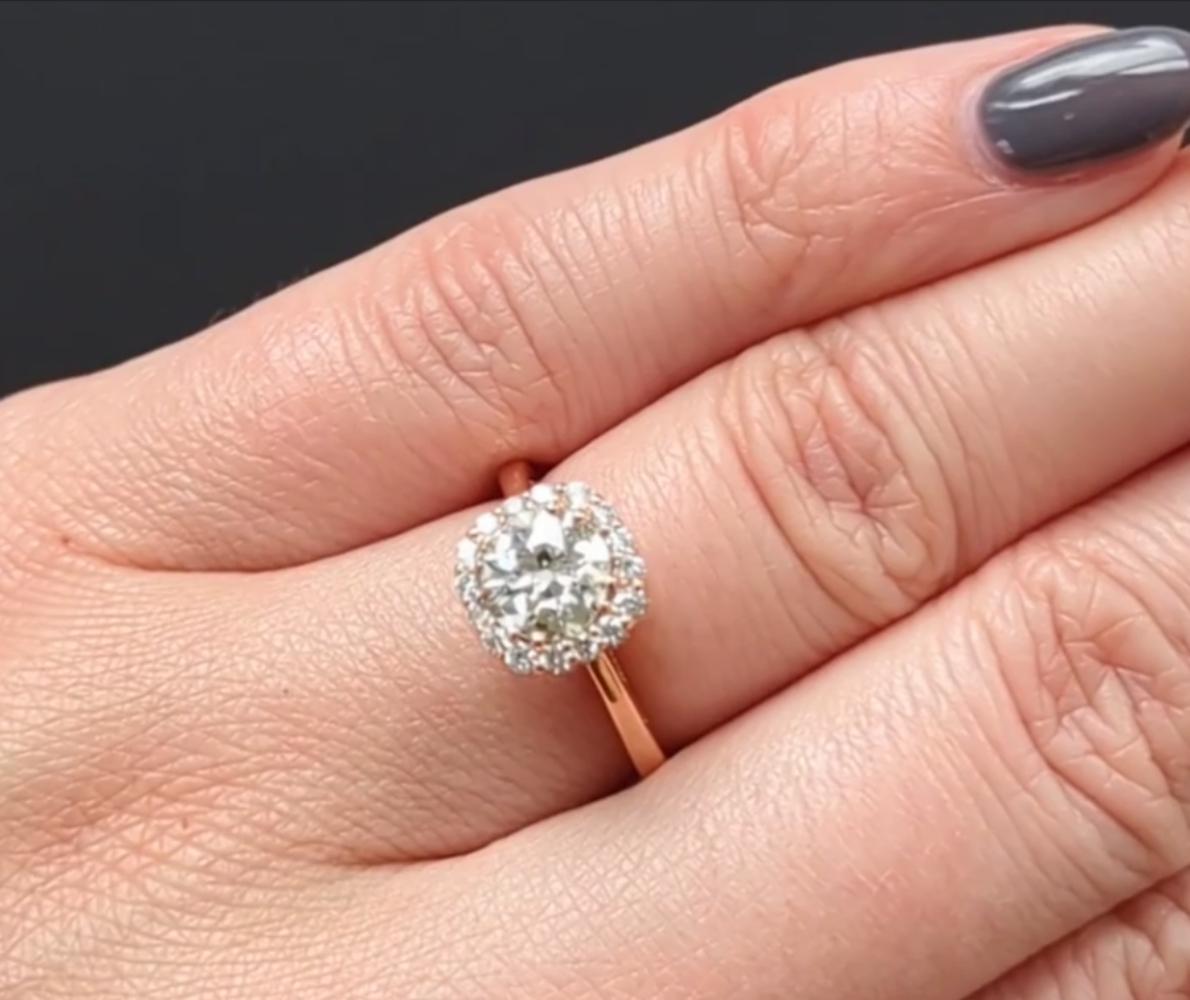 Tacori 1.5 Carat Diamond Engagement Ring Old European Cut 18k Rose Gold 1