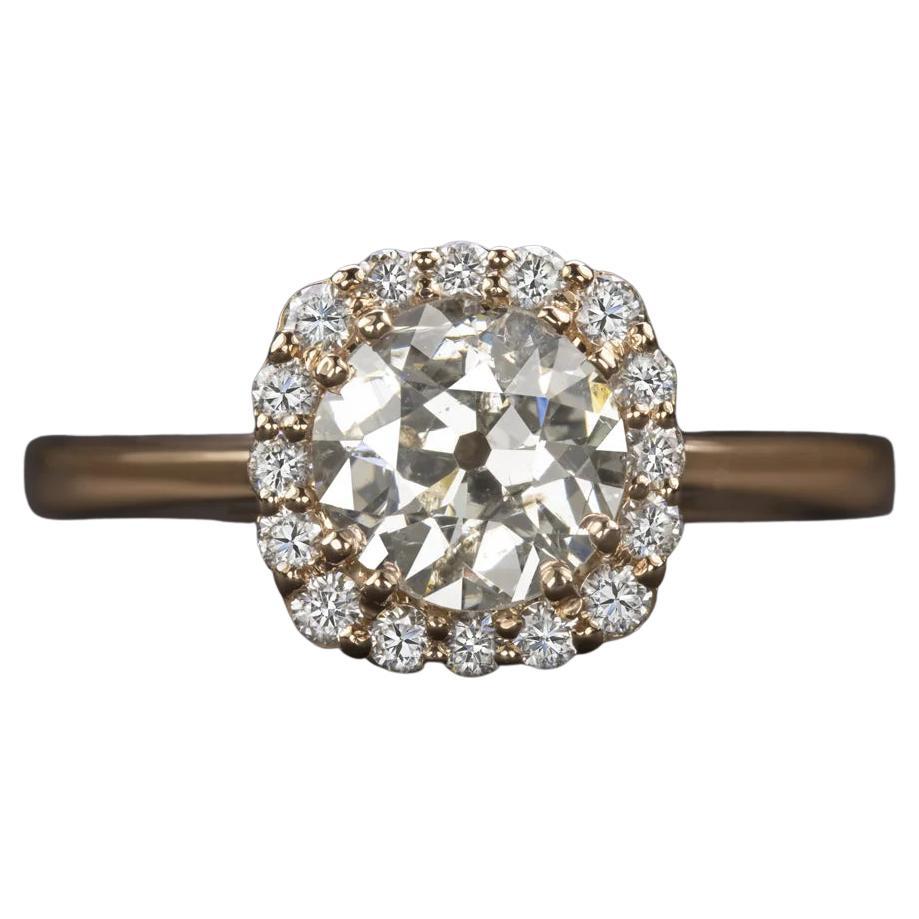 Tacori 1.5 Carat Diamond Engagement Ring Old European Cut 18k Rose Gold