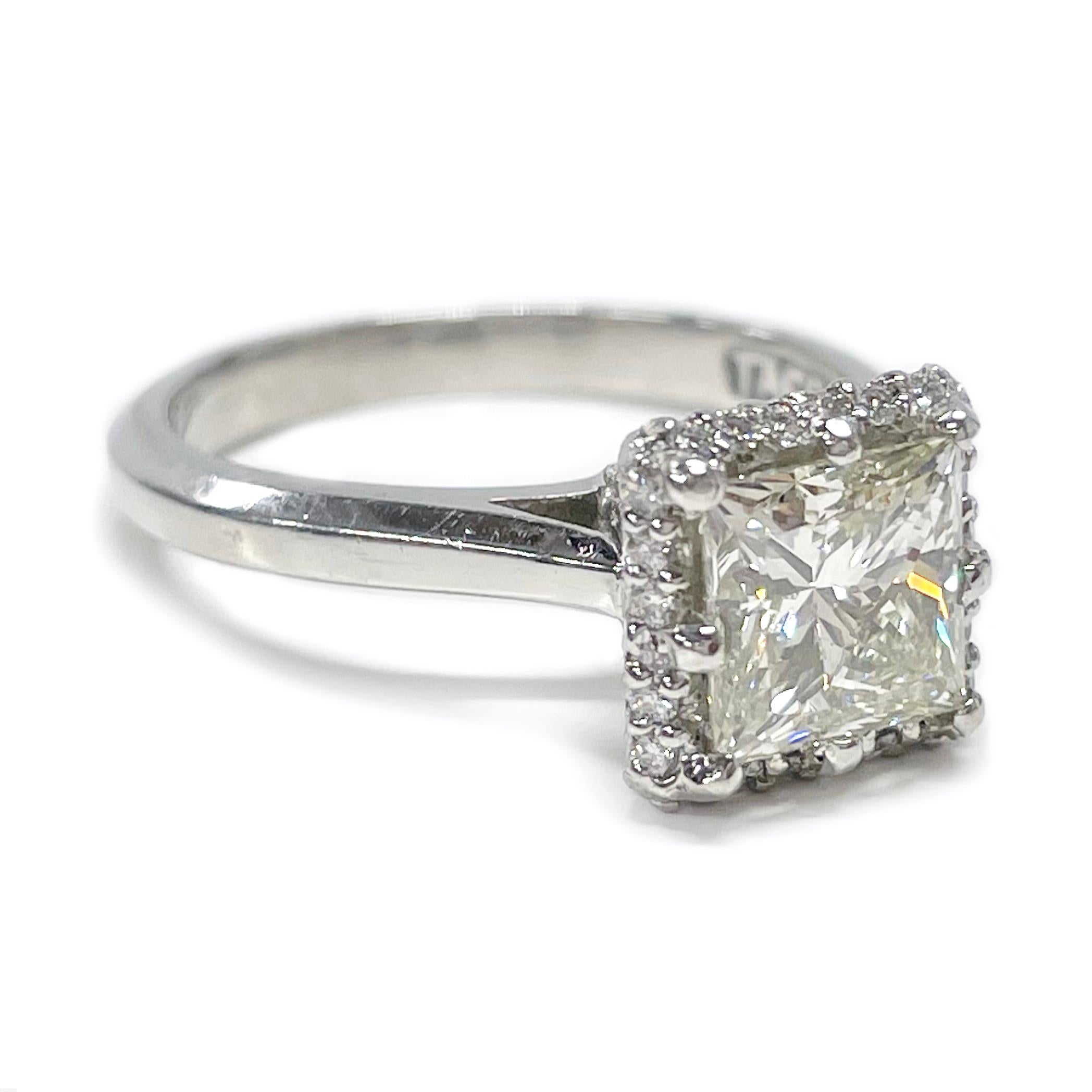 Taille princesse Tacori Bague de fiançailles en platine avec diamant de 1,59 carat, certifié GIA en vente