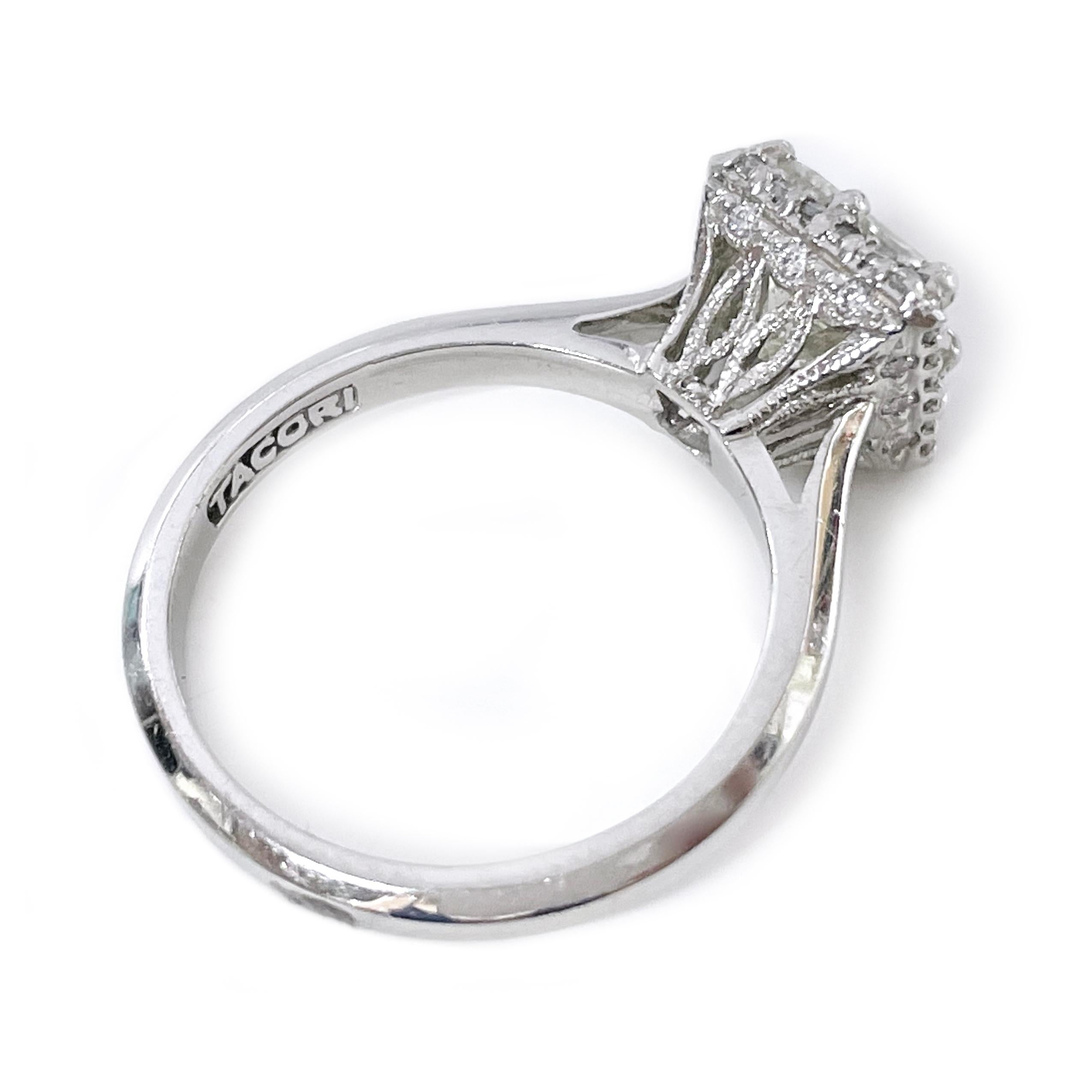 Modern Tacori Platinum Diamond Engagement Ring, GIA Certified, 1.59 Carat For Sale