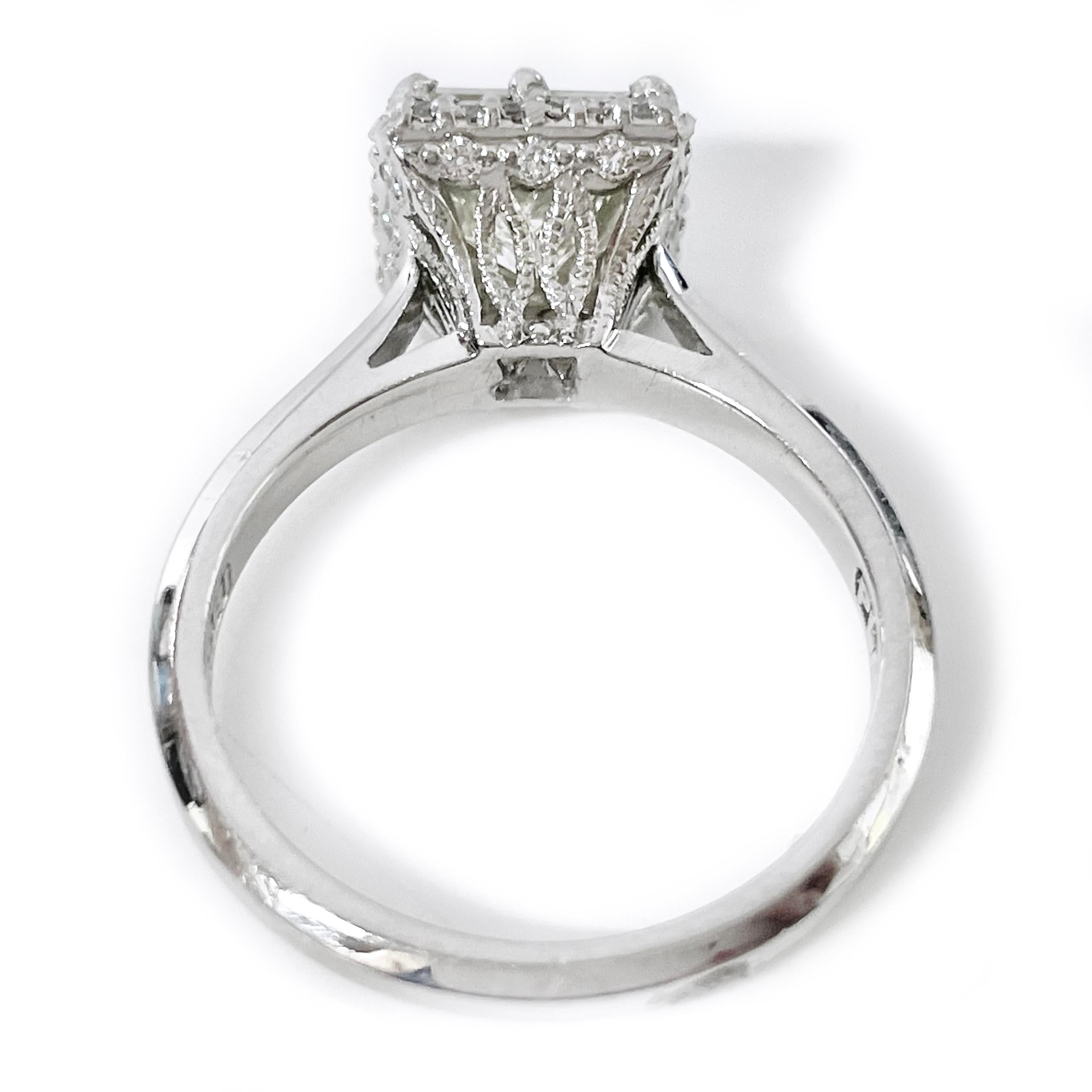 Princess Cut Tacori Platinum Diamond Engagement Ring, GIA Certified, 1.59 Carat For Sale