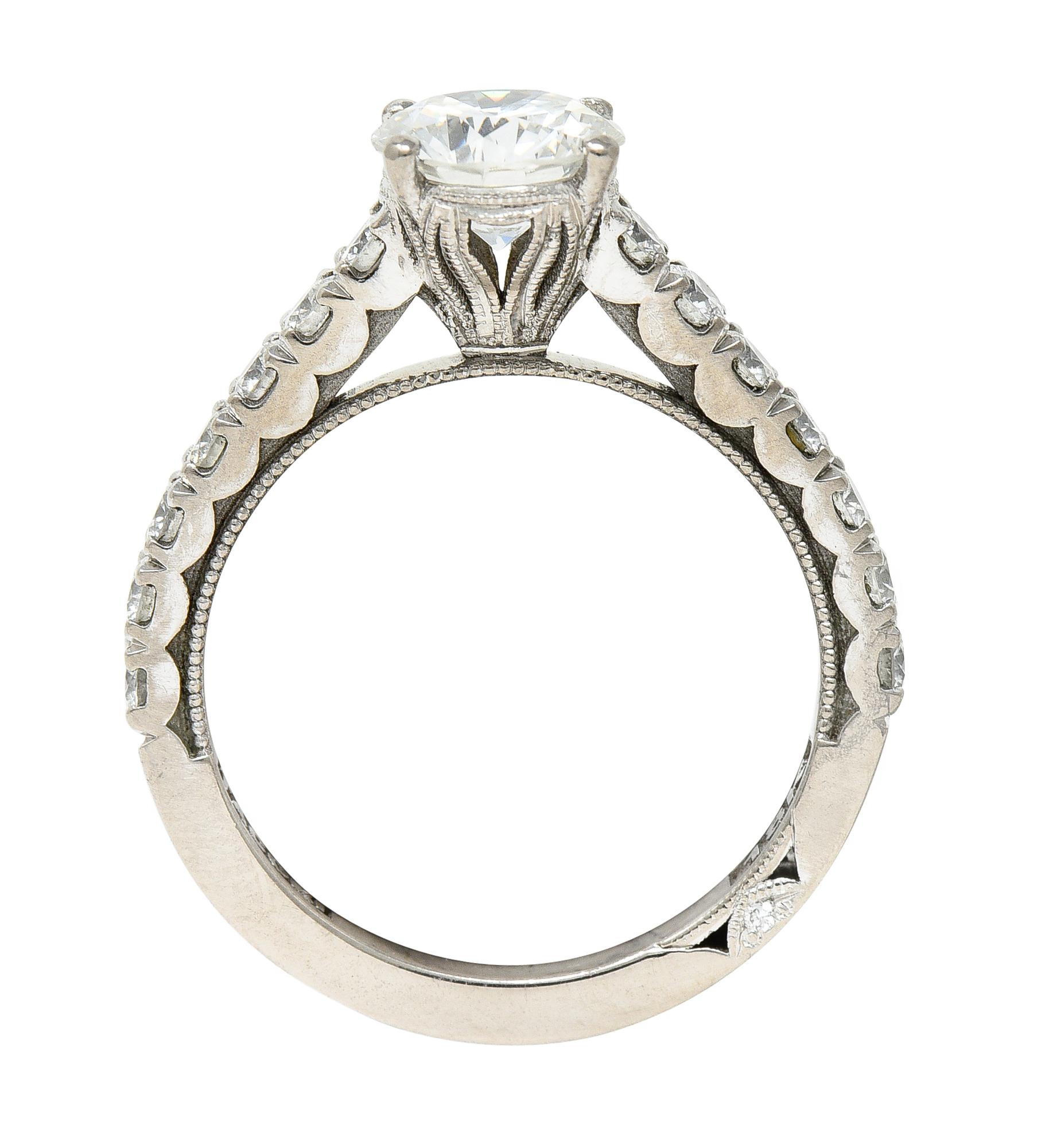 Tacori 1.71 Carats Diamond 18 Karat White Gold Engagement Ring GIA For Sale 4