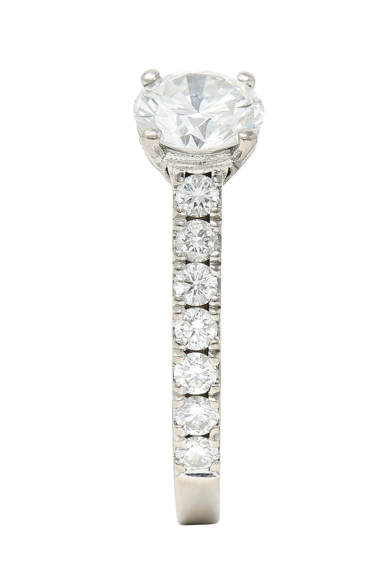 Tacori 1.71 Carats Diamond 18 Karat White Gold Engagement Ring GIA For Sale 5