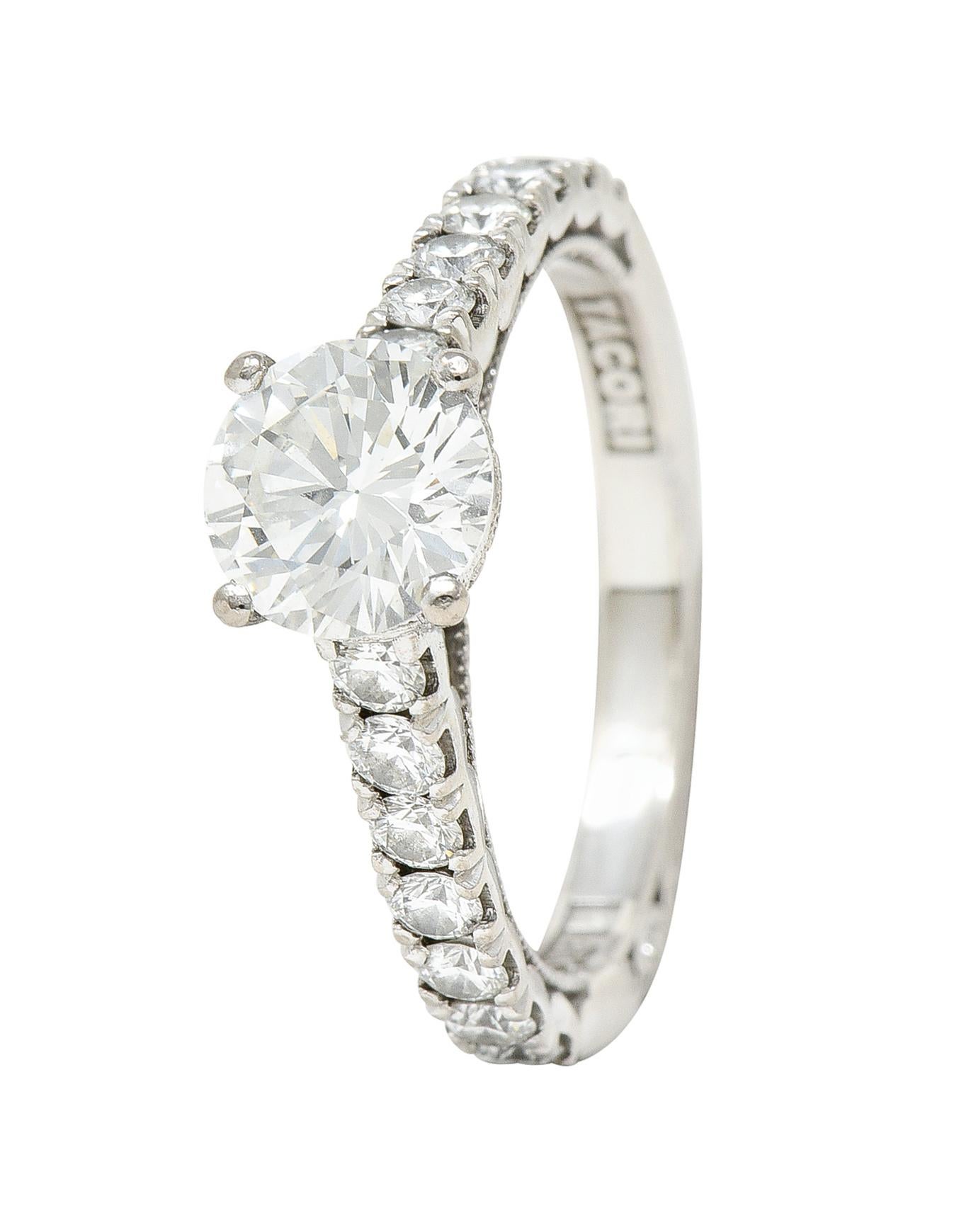 Tacori 1.71 Carats Diamond 18 Karat White Gold Engagement Ring GIA For Sale 6