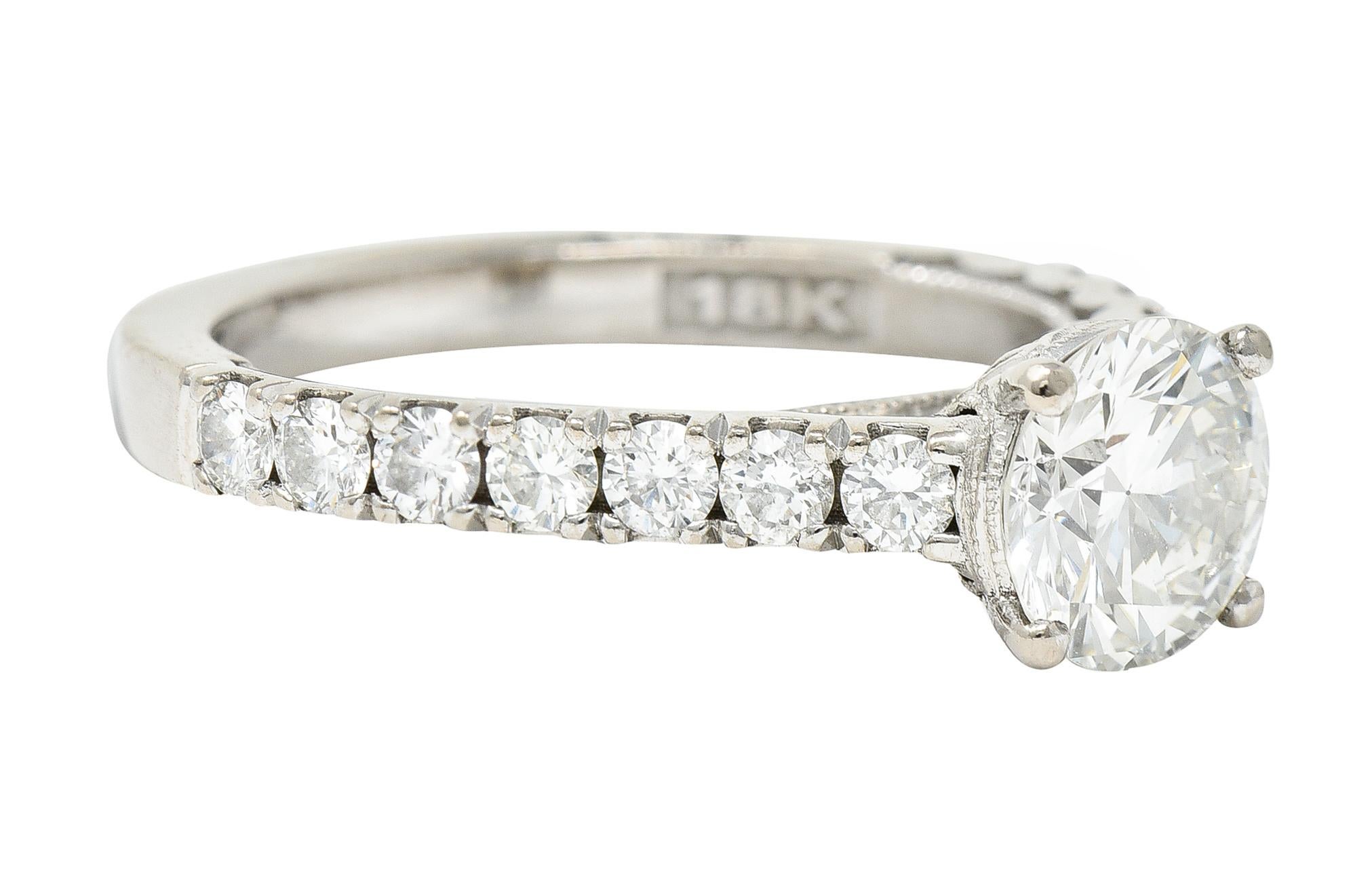 Contemporary Tacori 1.71 Carats Diamond 18 Karat White Gold Engagement Ring GIA For Sale
