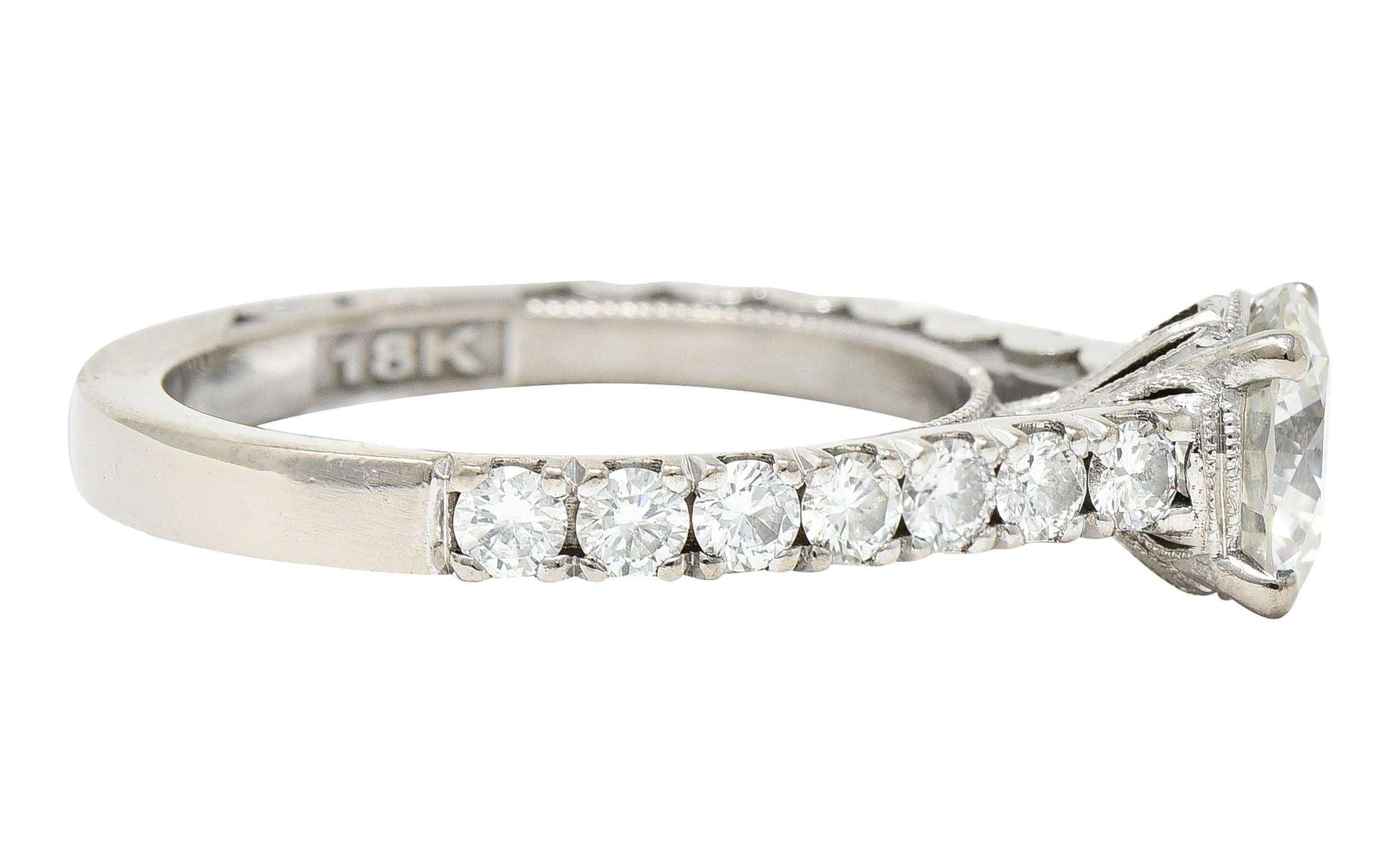 Brilliant Cut Tacori 1.71 Carats Diamond 18 Karat White Gold Engagement Ring GIA For Sale