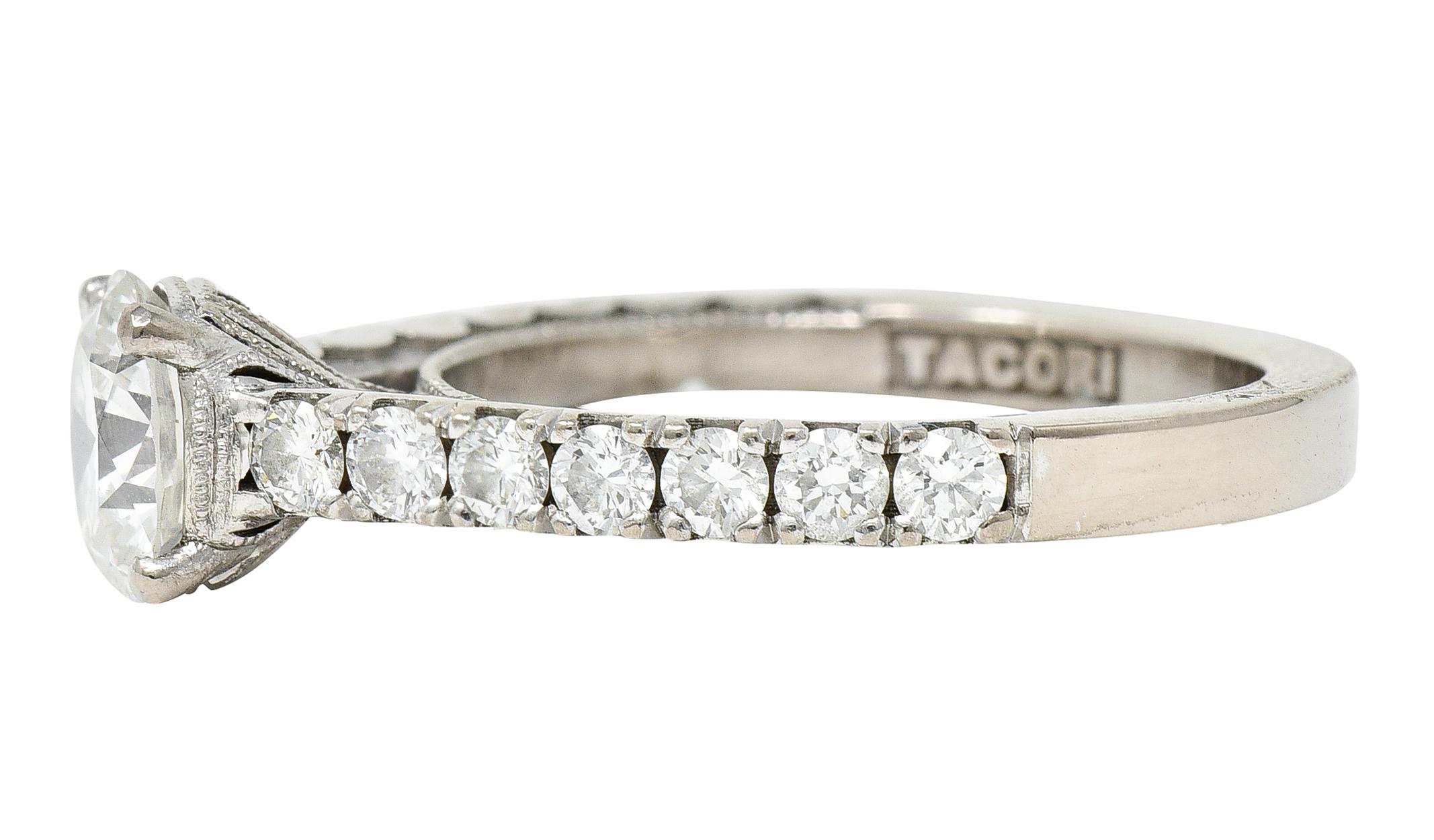 Women's or Men's Tacori 1.71 Carats Diamond 18 Karat White Gold Engagement Ring GIA For Sale