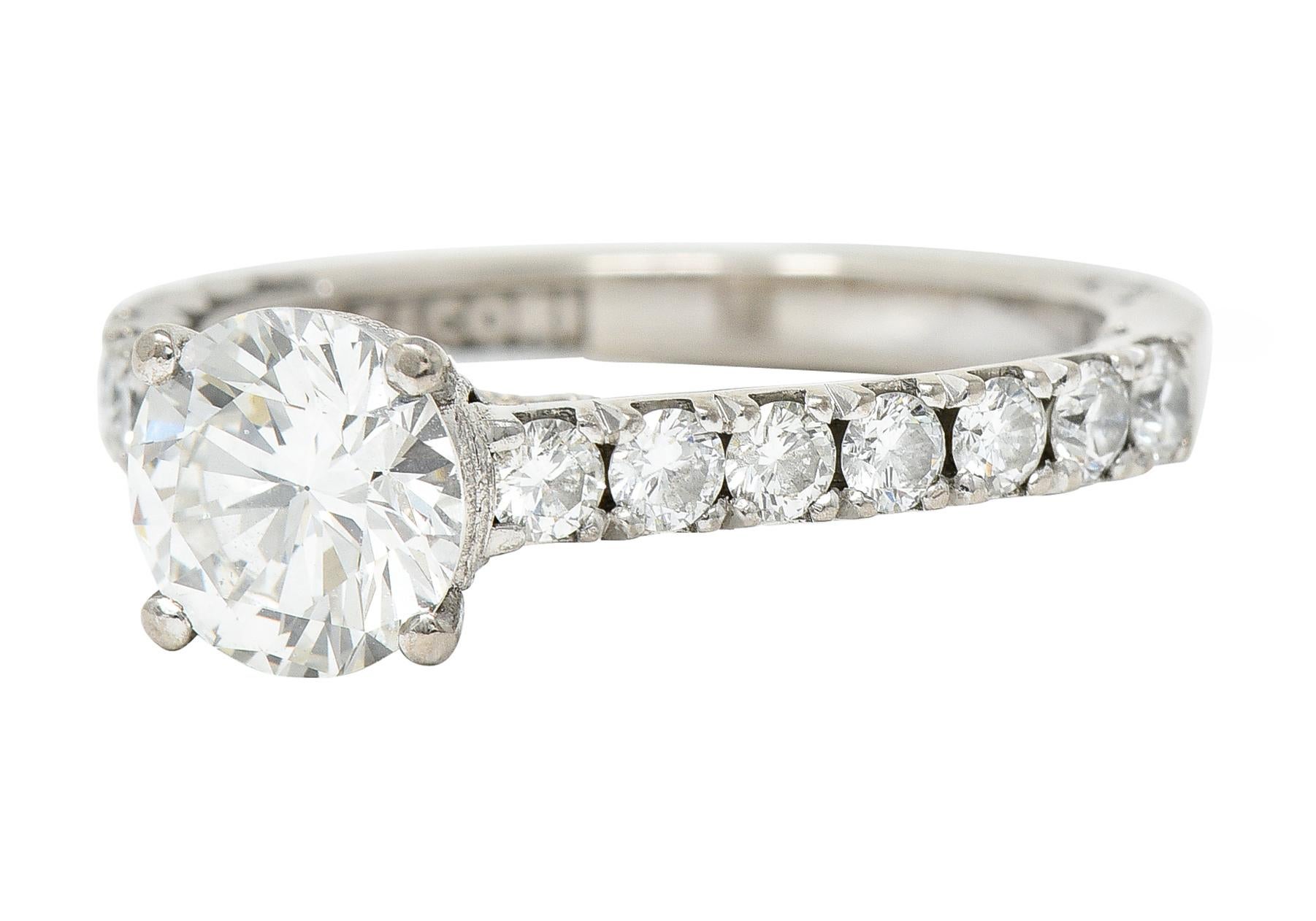 Tacori 1.71 Carats Diamond 18 Karat White Gold Engagement Ring GIA For Sale 1